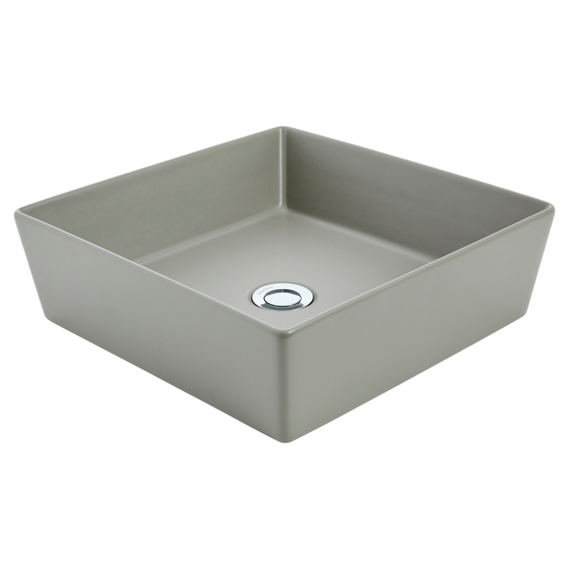 Venezia Square Countertop Vessel With Chrome Pop-up Waste Ash