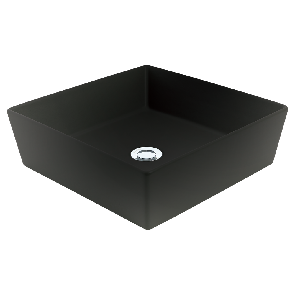 Venezia Square Countertop Vessel With Chrome Pop-up Waste Graphite