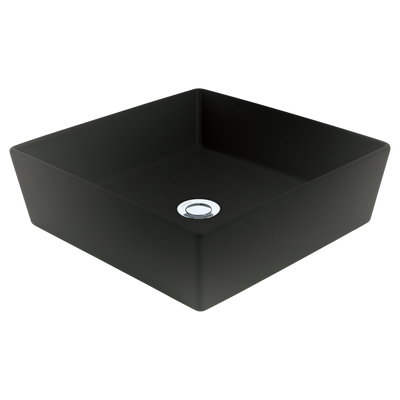 Venezia Square Countertop Vessel With Chrome Pop-up Waste Graphite