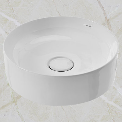 Venezia Round Countertop Vessel With Chrome Pop-down Waste White