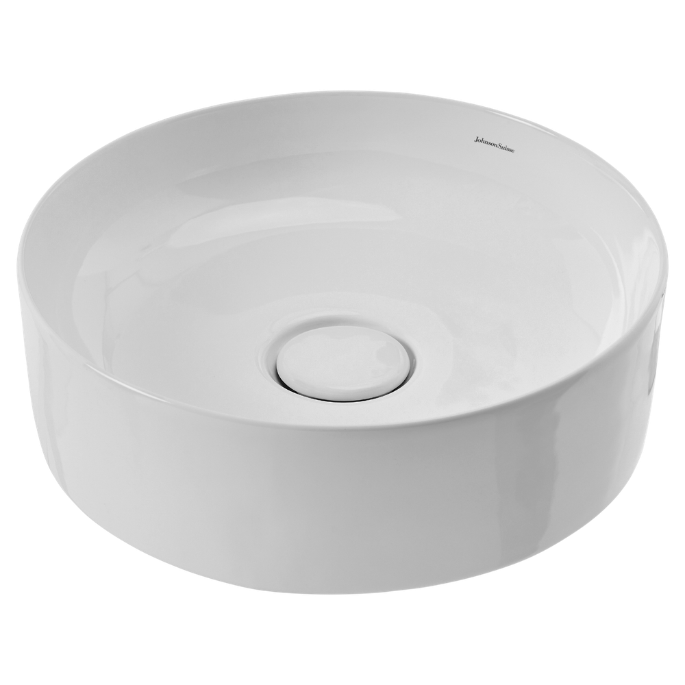 Venezia Round Countertop Vessel With Chrome Pop-down Waste White