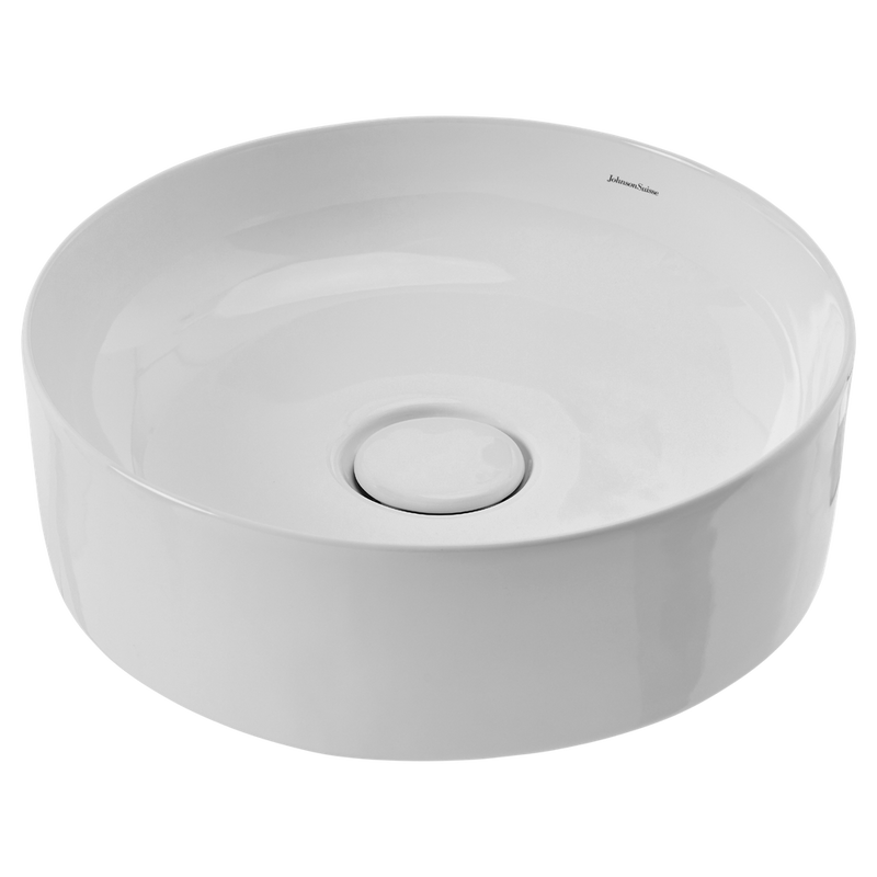 Venezia Round Countertop Vessel With Chrome Pop-down Waste White