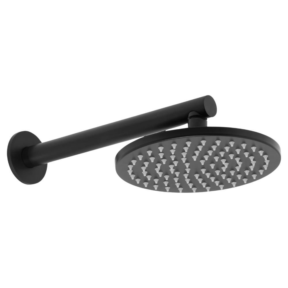 Venezia Overhead Rain Shower With 300mm Wall Arm Matte Black