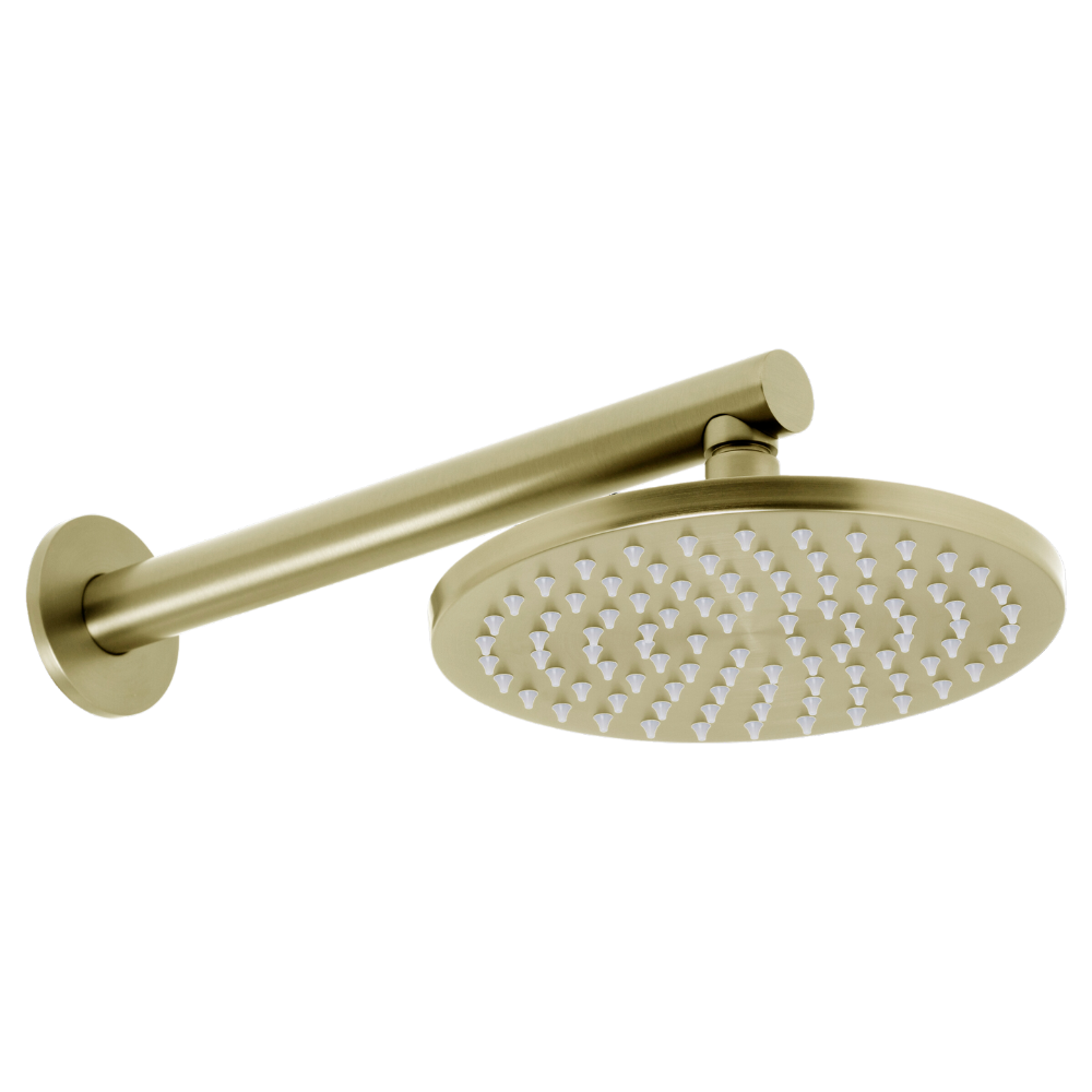 Venezia Overhead Rain Shower With 300mm Wall Arm Brushed Brass Gold