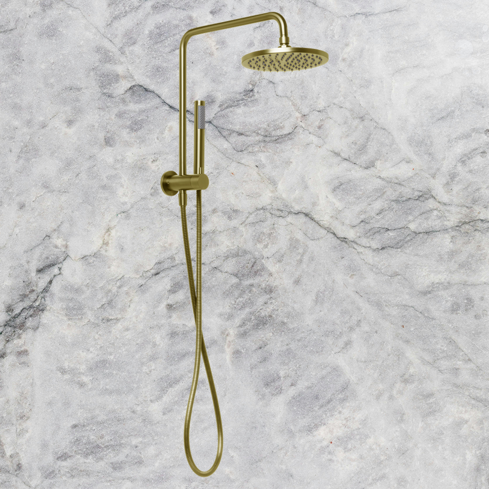 Venezia Short Twin Shower Brushed Brass Gold