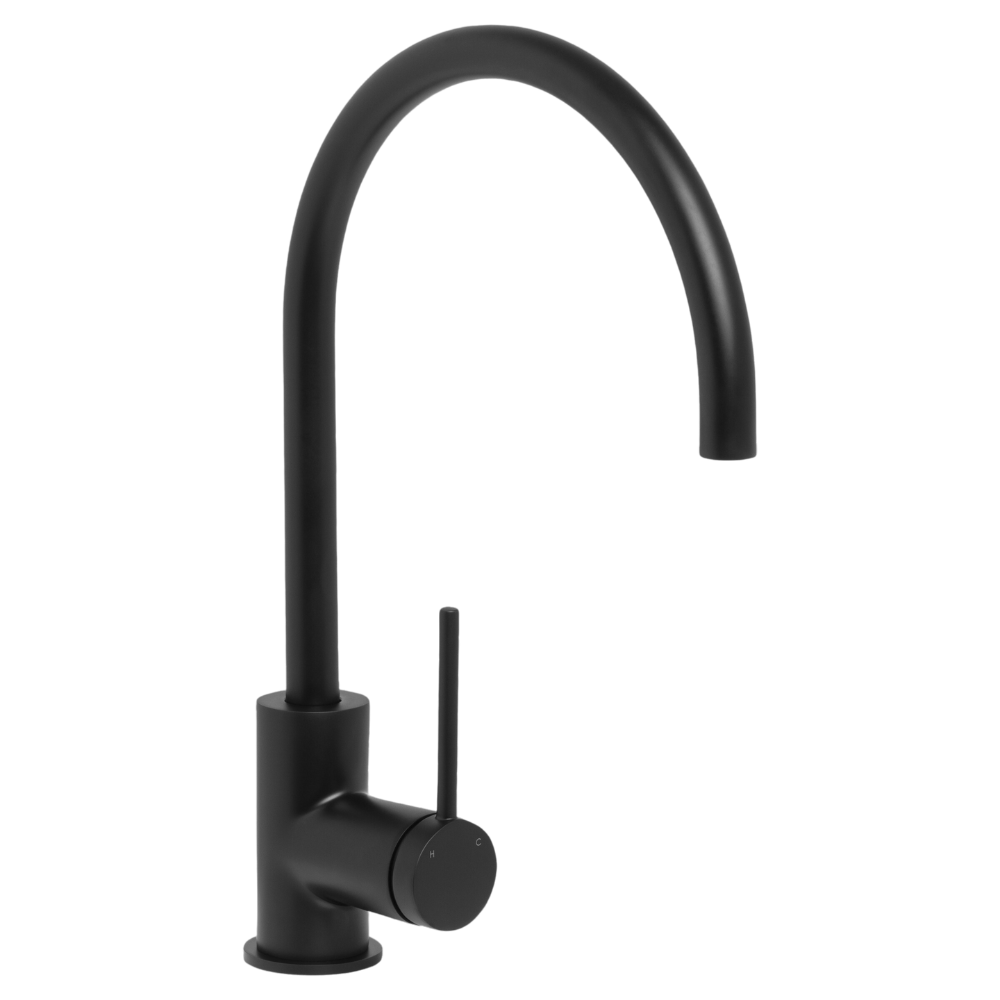 Venezia Gooseneck Sink Mixer Matte Black