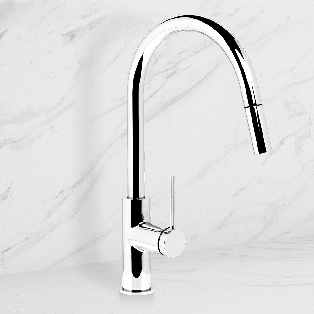 Venezia Gooseneck Pull Out Sink Mixer Chrome