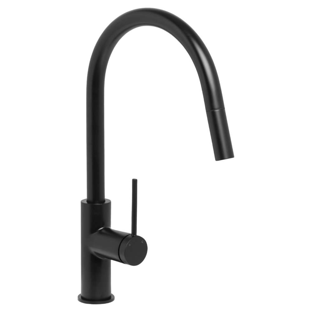 Venezia Gooseneck Pull Out Sink Mixer Matte Black