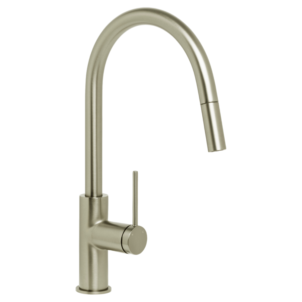 Venezia Gooseneck Pull Out Sink Mixer Brushed Nickel