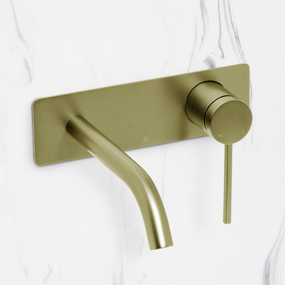 Venezia Wall Basin Mixer Brushed Brass Gold