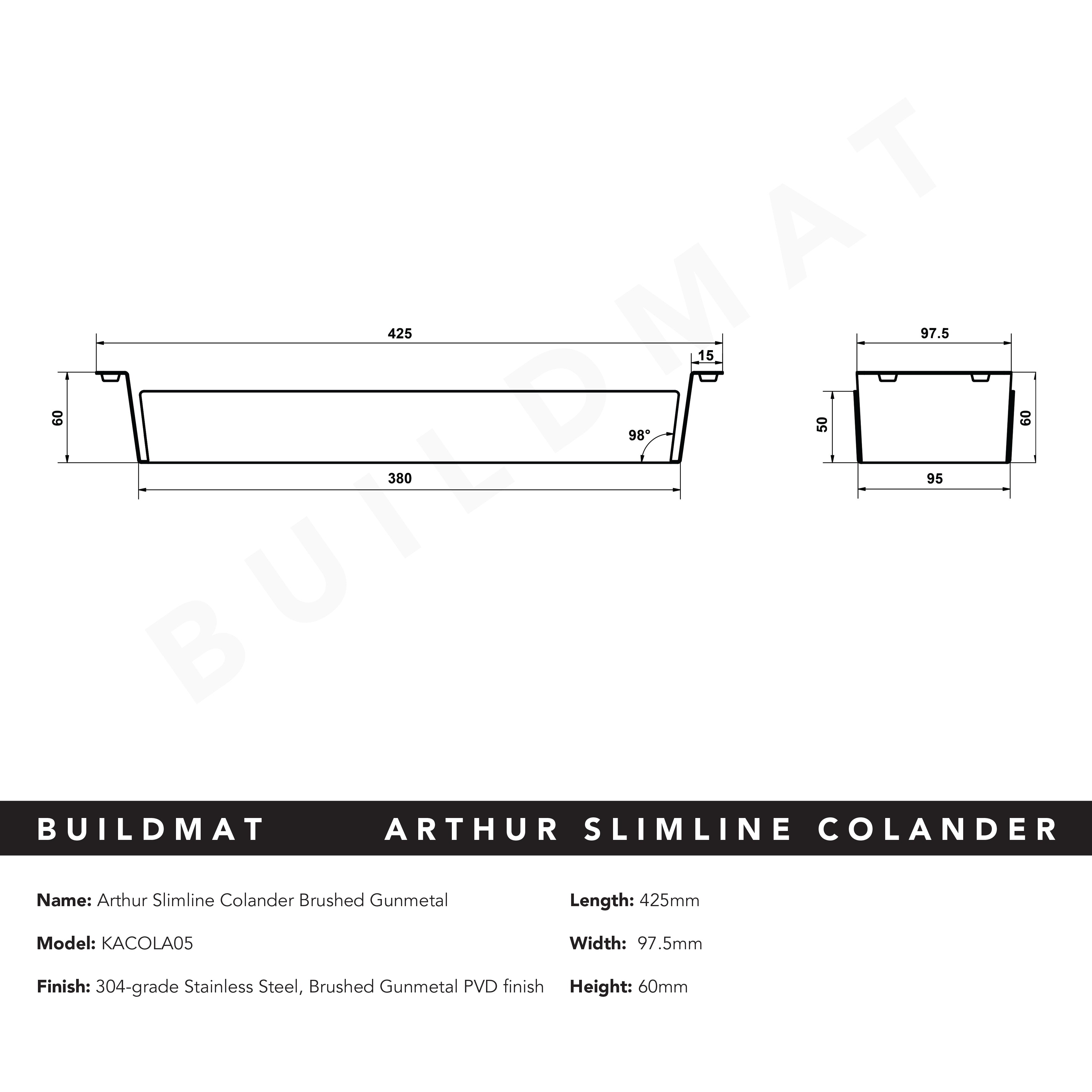 Arthur Slimline Colander Brushed Gunmetal