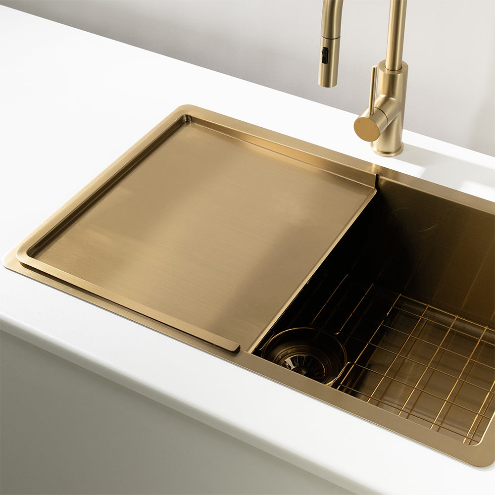 Aiden Portable Drain Board Brushed Brass Gold