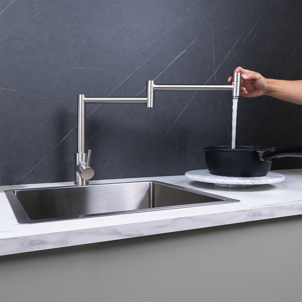 Barbara Bench Pot Filler Brushed Nickel