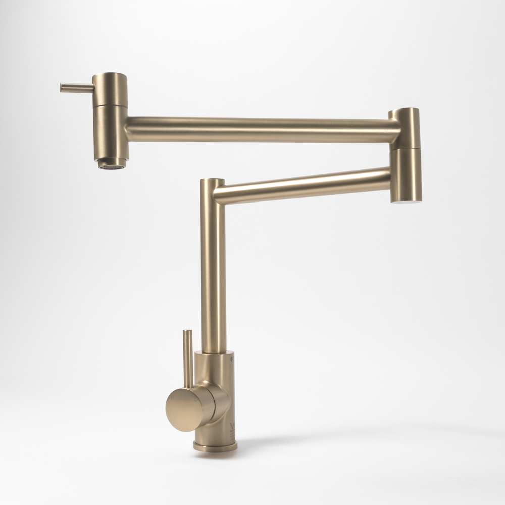 Barbara Bench Pot Filler Brushed Brass Gold