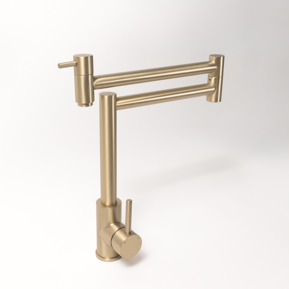 Barbara Bench Pot Filler Brushed Brass Gold