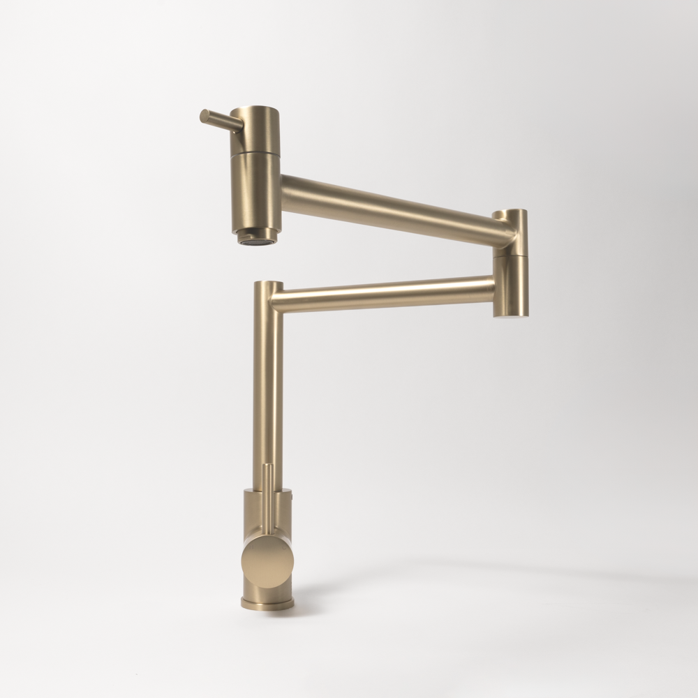 Barbara Bench Pot Filler Brushed Brass Gold