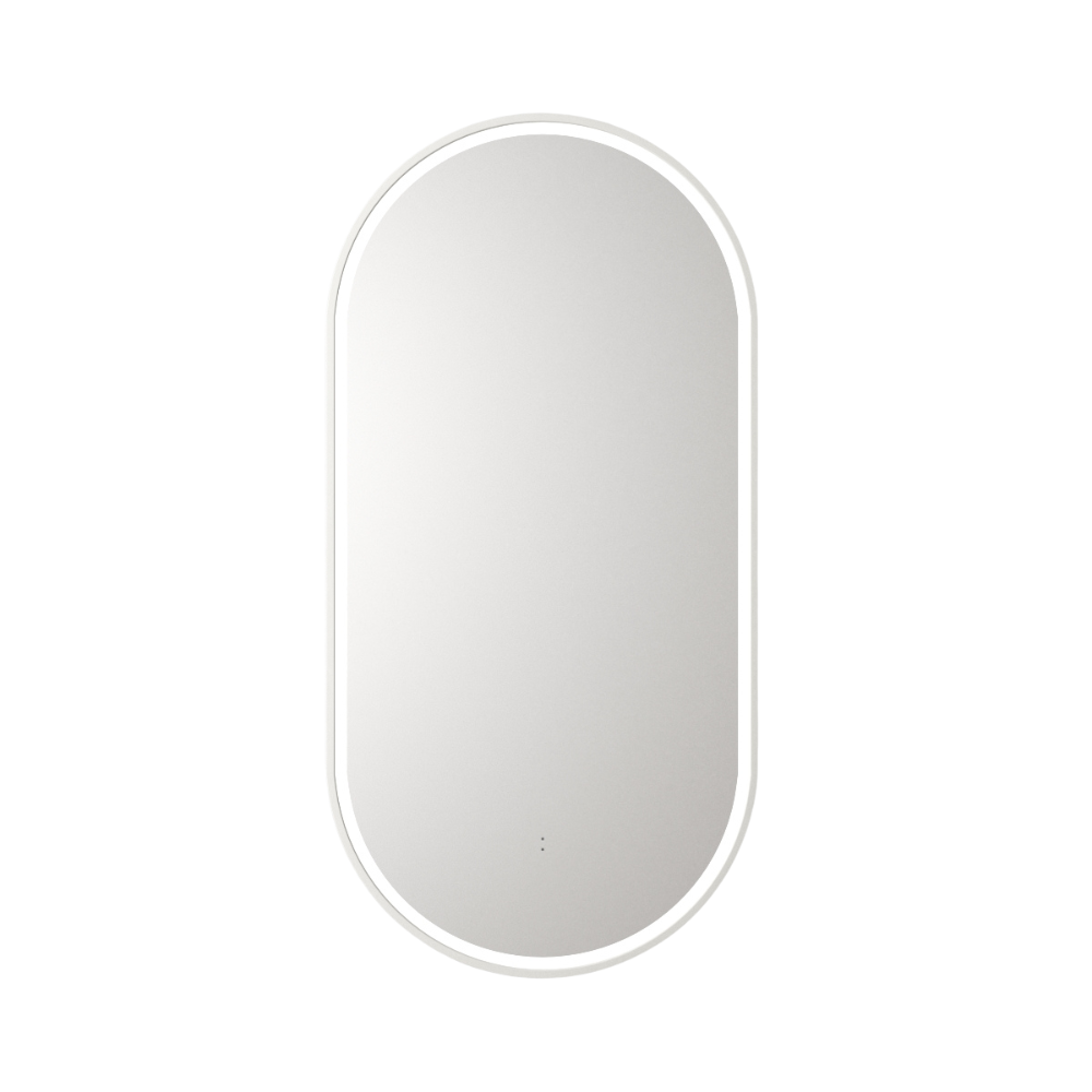 Beau Monde Oblong Pill LED Mirror Matte White