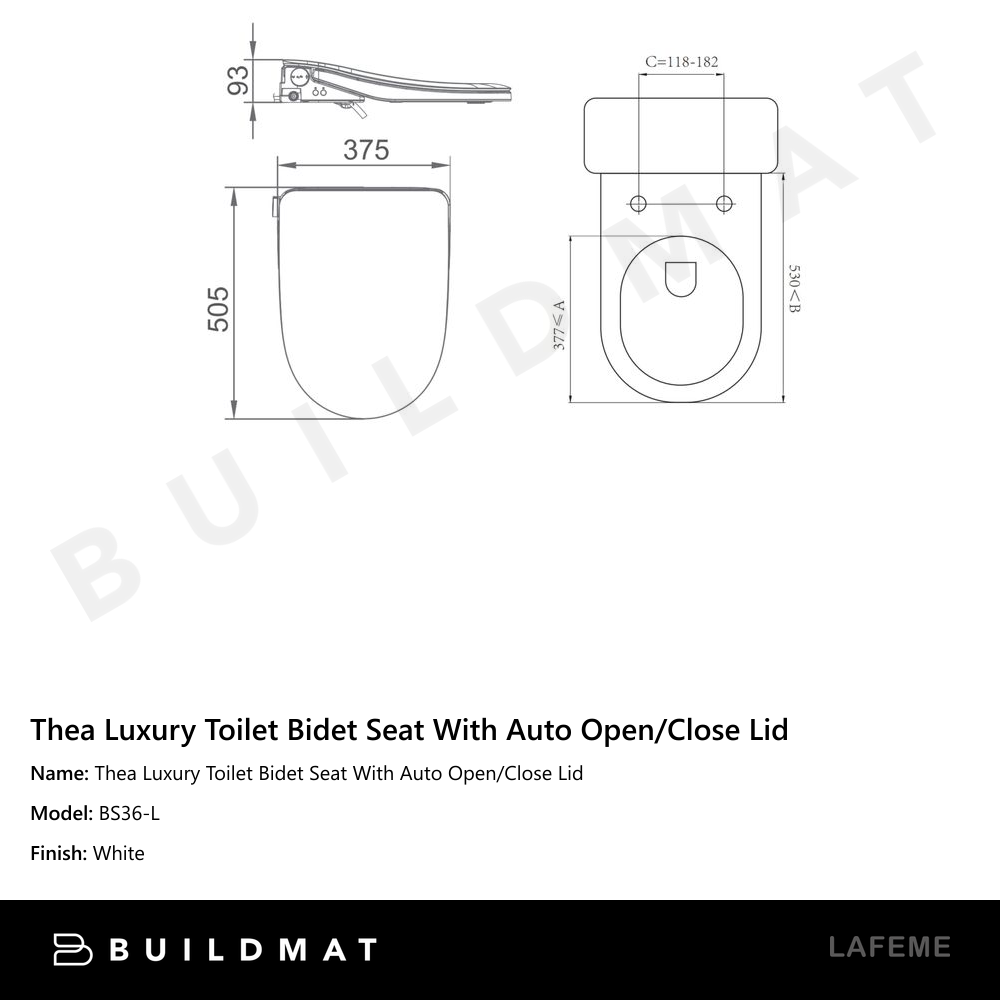 Thea Luxury Toilet Bidet Seat With Auto Open/Close Lid