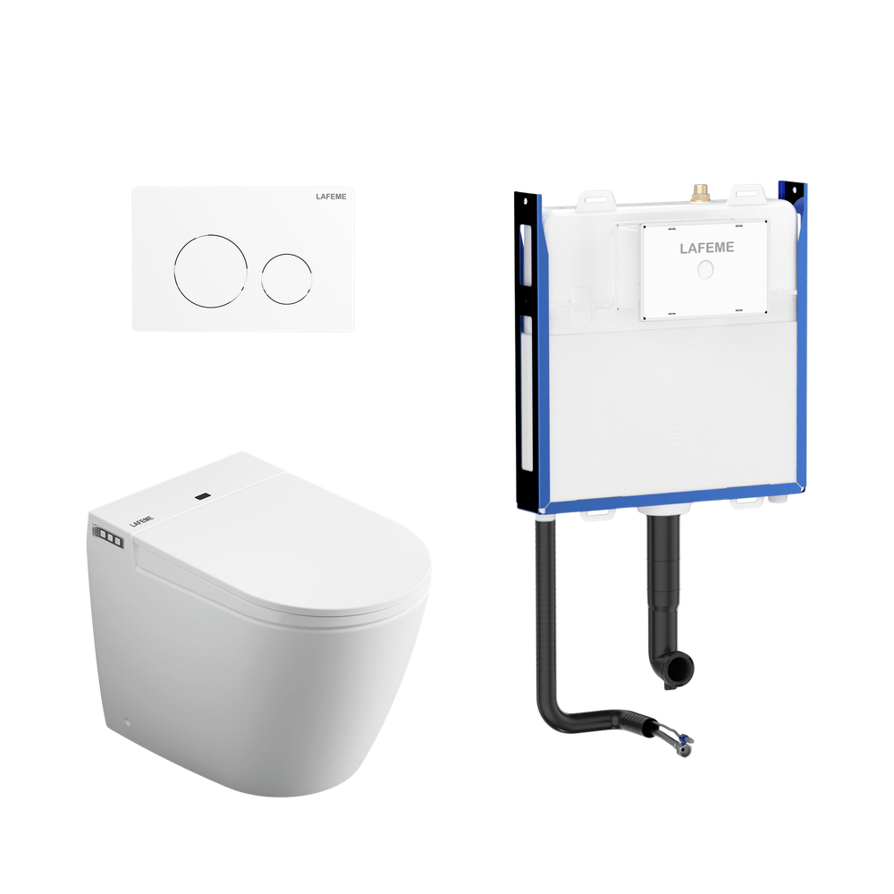 Lafeme Crawford Inwall Cistern Floor Pan Smart Toilet With Matte White Flush Plate