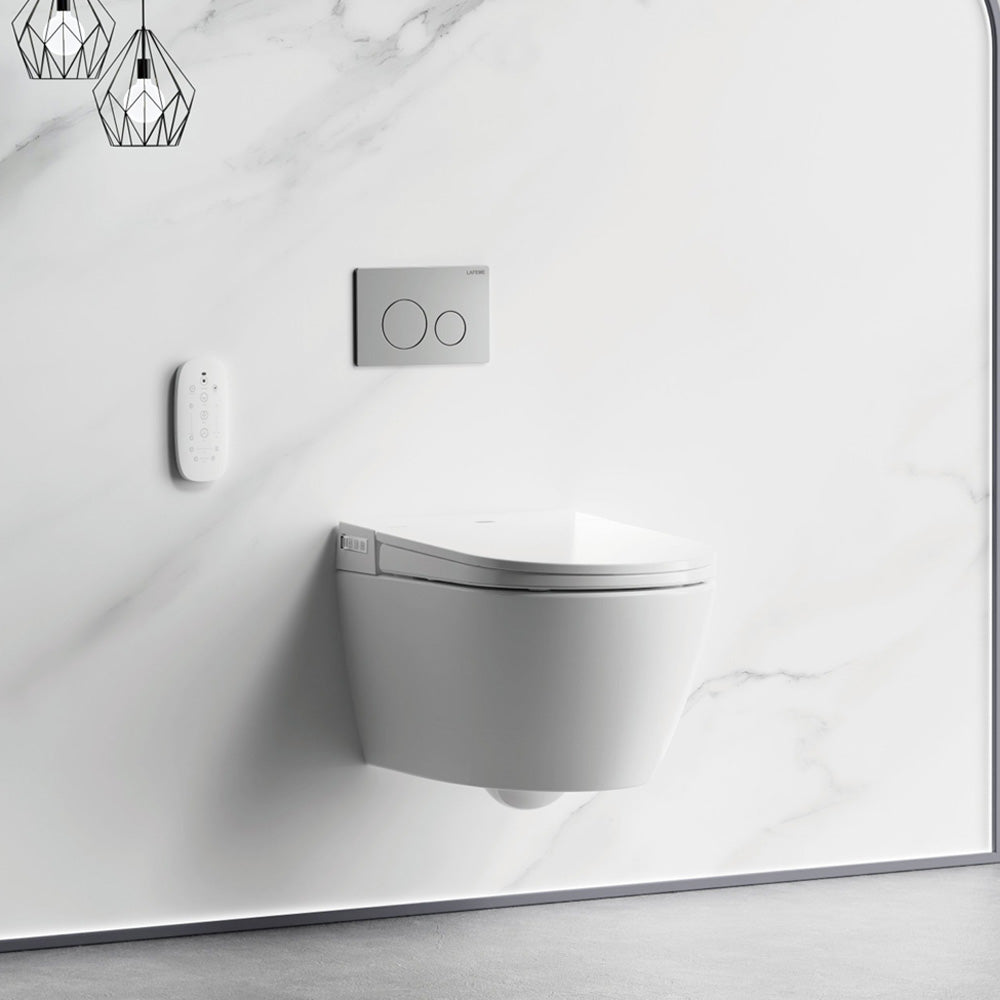 Lafeme Sesto Inwall Cistern Wall Hung Smart Toilet With Brushed Bronze Flush Plate