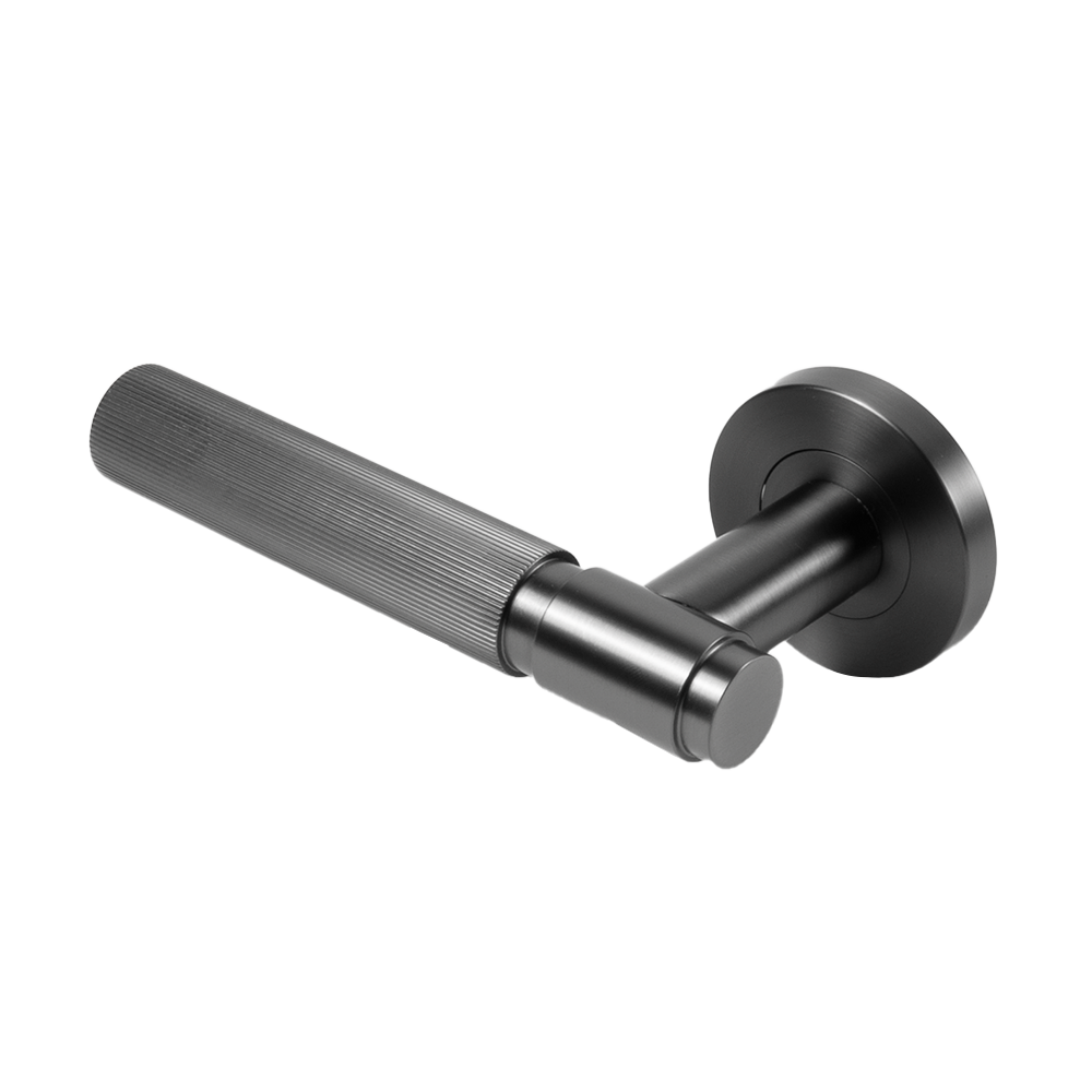 Marko Door Handle Linear Reeded Brushed Gunmetal