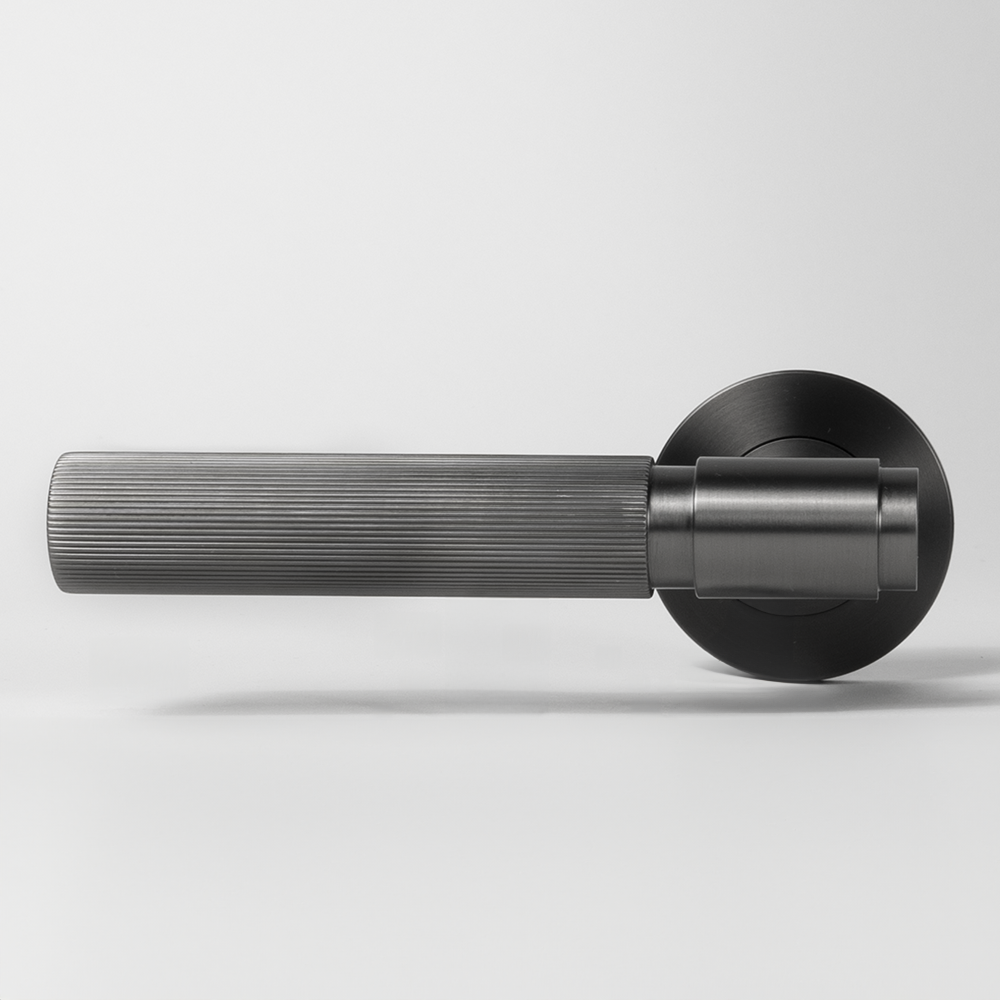 Marko Door Handle Linear Reeded Brushed Gunmetal