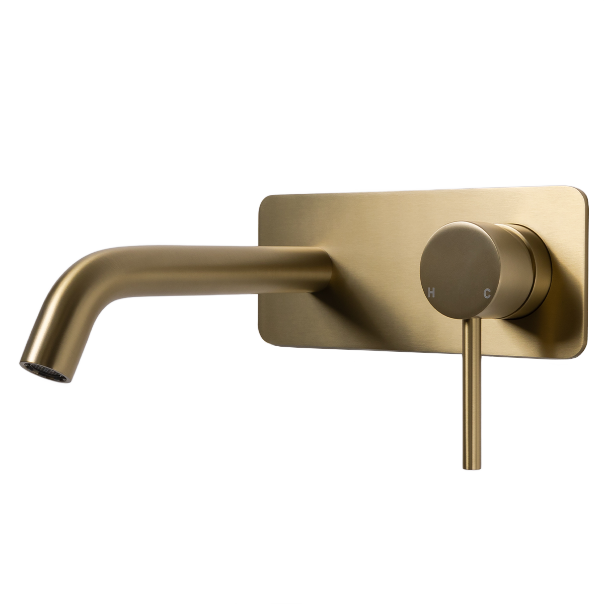 Mira Brushed Brass Gold Wall Mixer and Spout