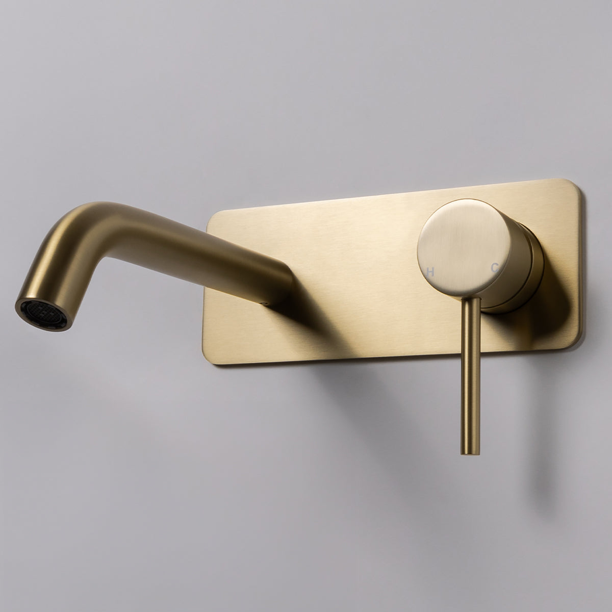 Mira Brushed Brass Gold Wall Mixer and Spout