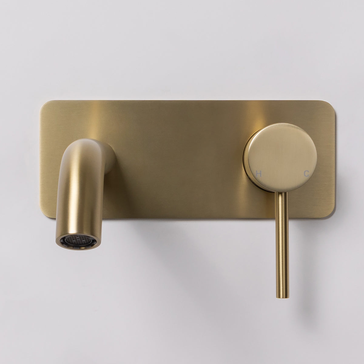 Mira Brushed Brass Gold Wall Mixer and Spout