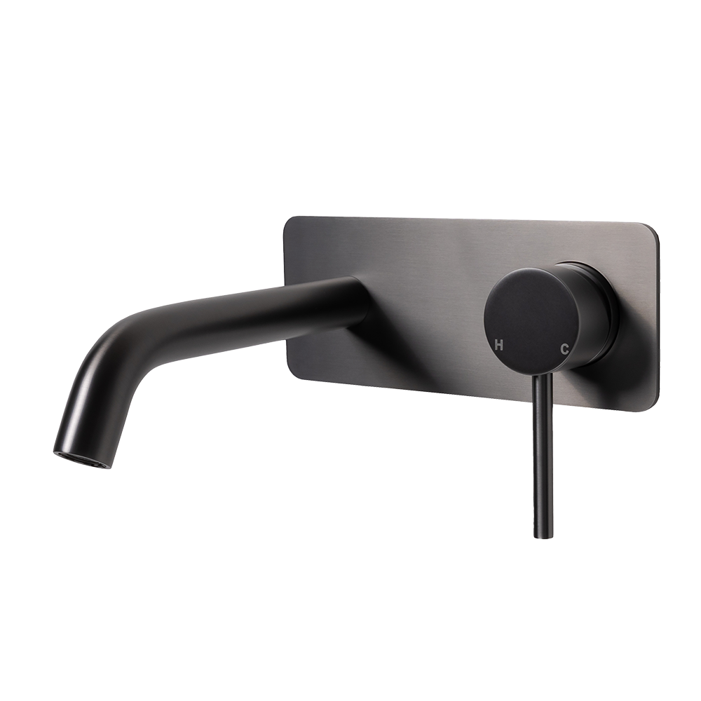 Mira Brushed Gunmetal Wall Mixer and Spout