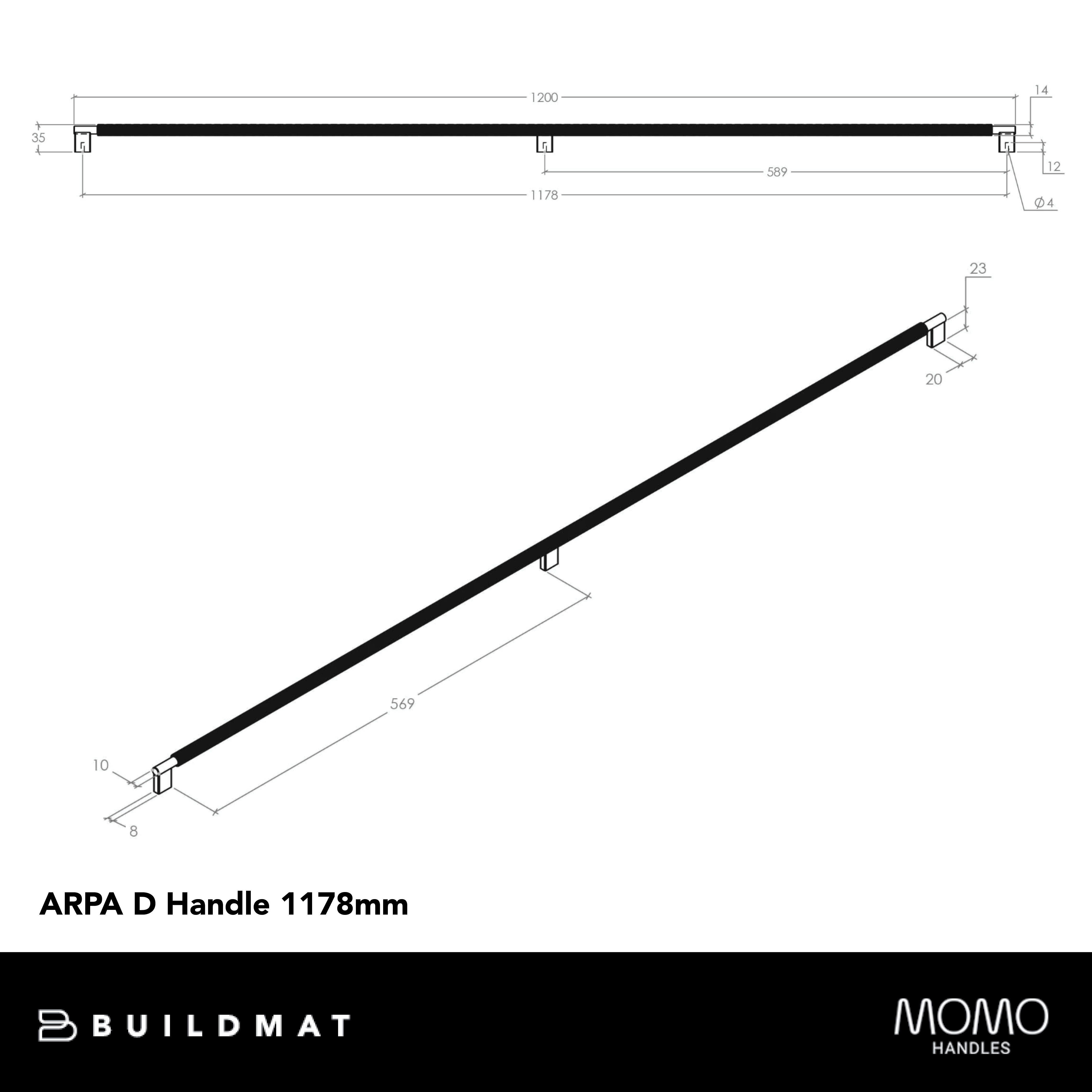 Momo Arpa D Handle and Backplate 1178mm Dull Brushed Nickel