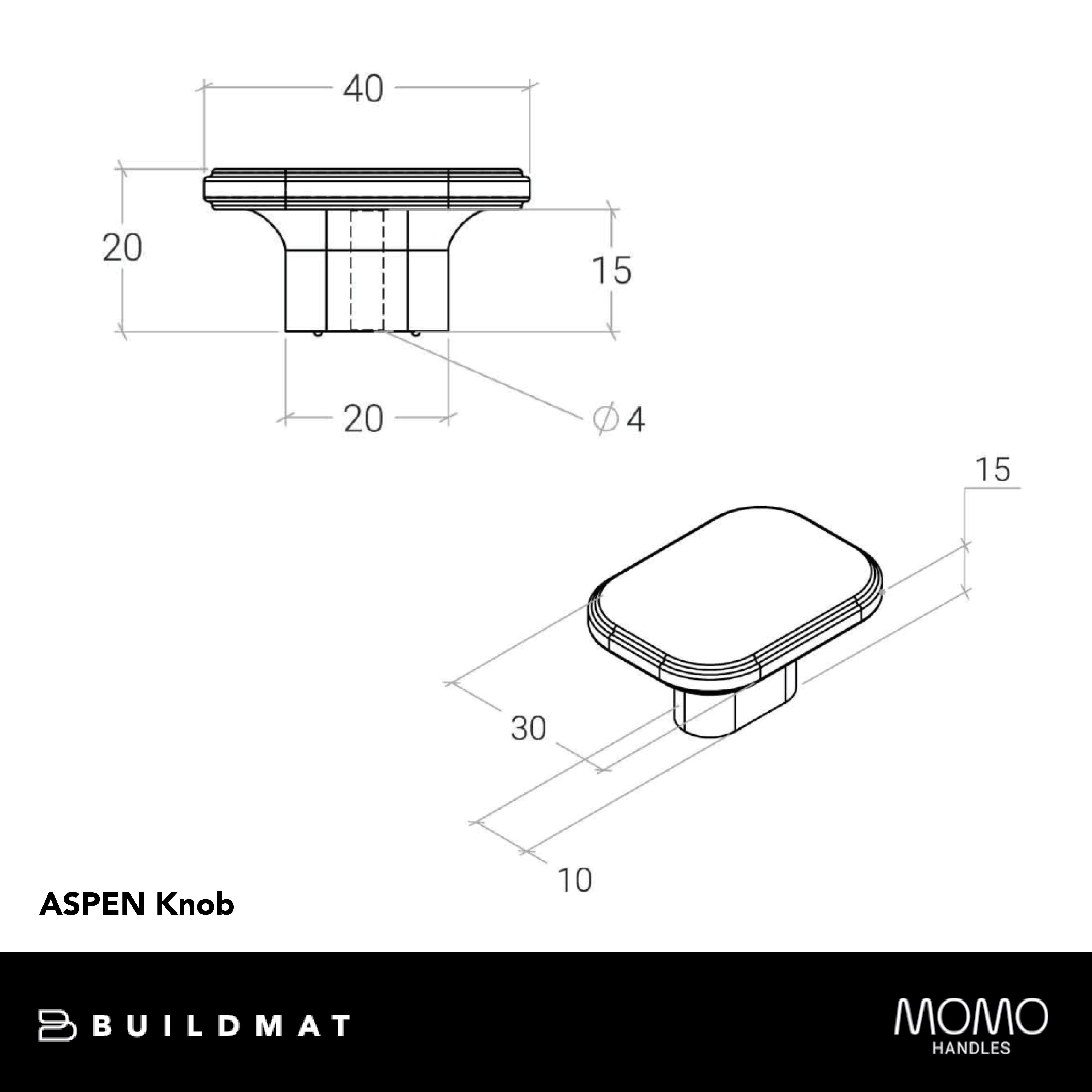 Momo Aspen Solid Brass Knob 40mm Bronze