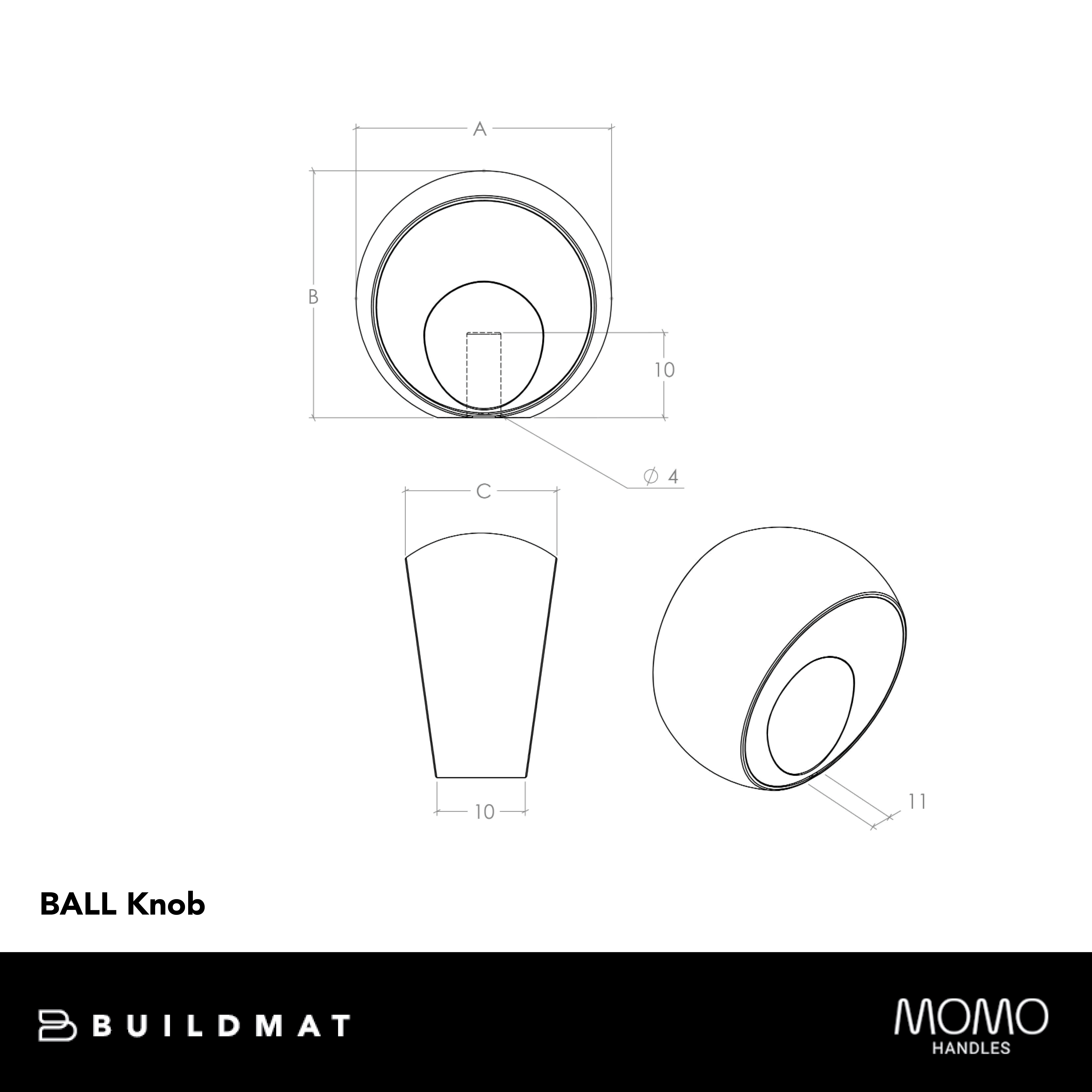 Momo Ball Knob 29mm Matte Black