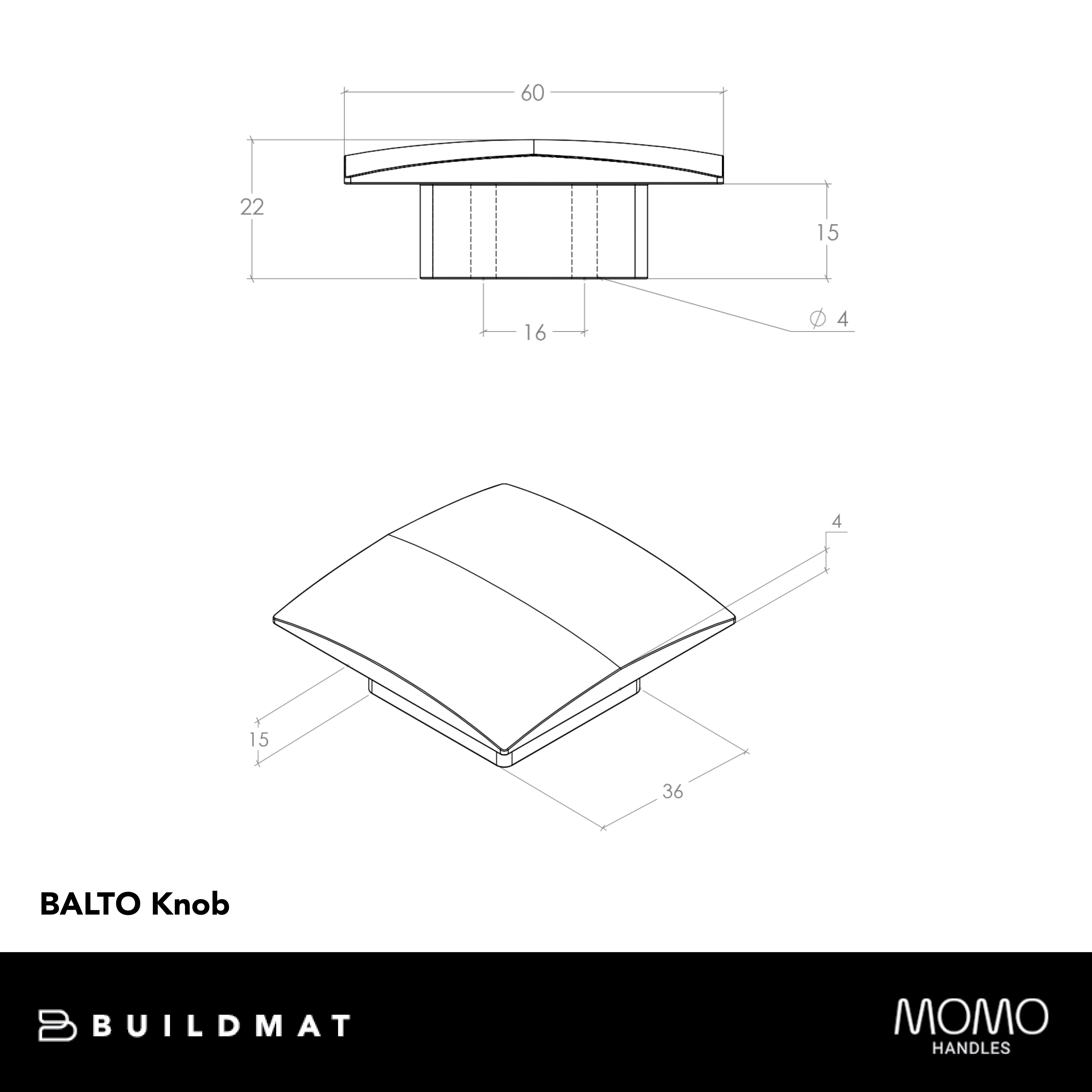 Momo Balto Timber Knob 60mm Black Woodgrain