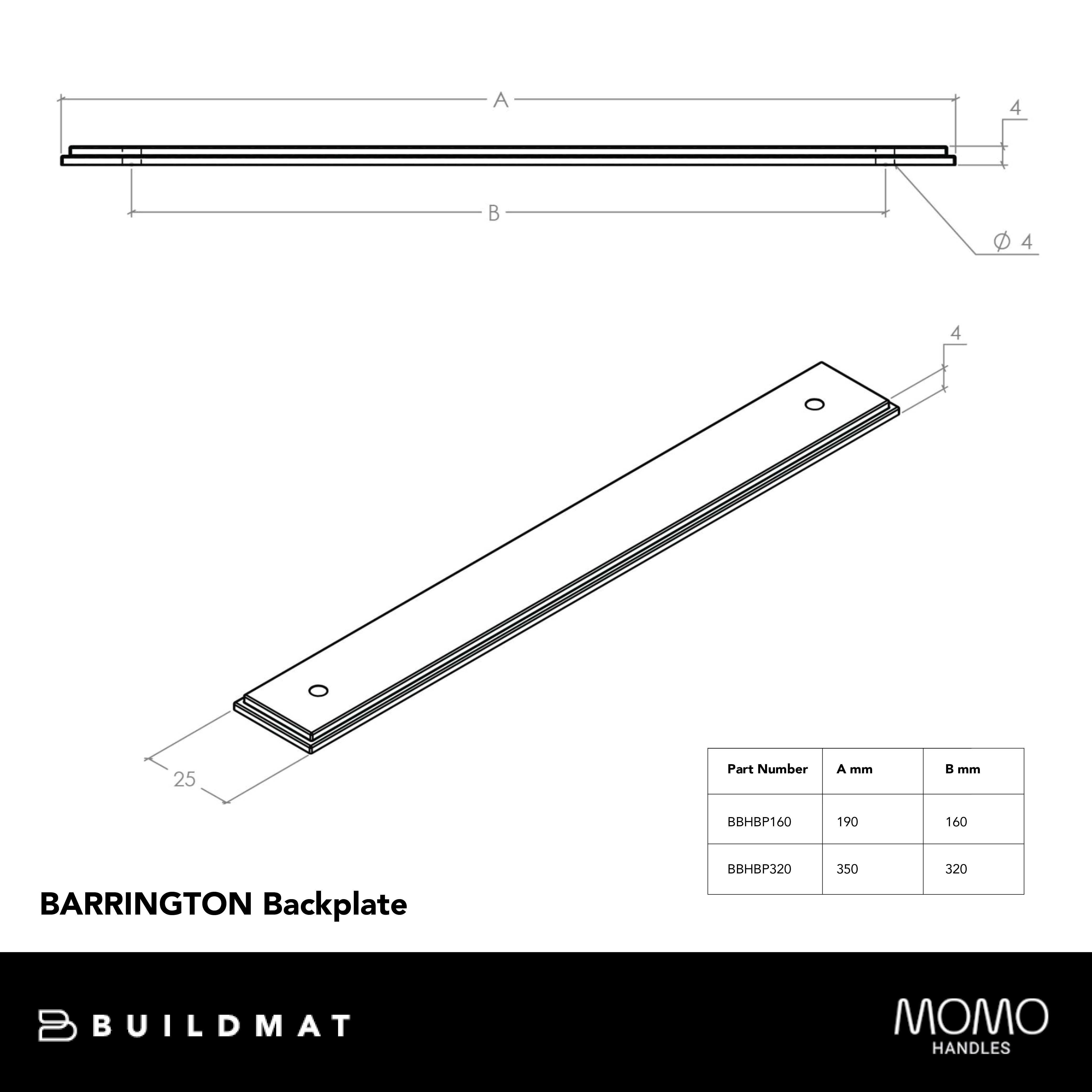 Momo Barrington Backplate 160mm Bronze