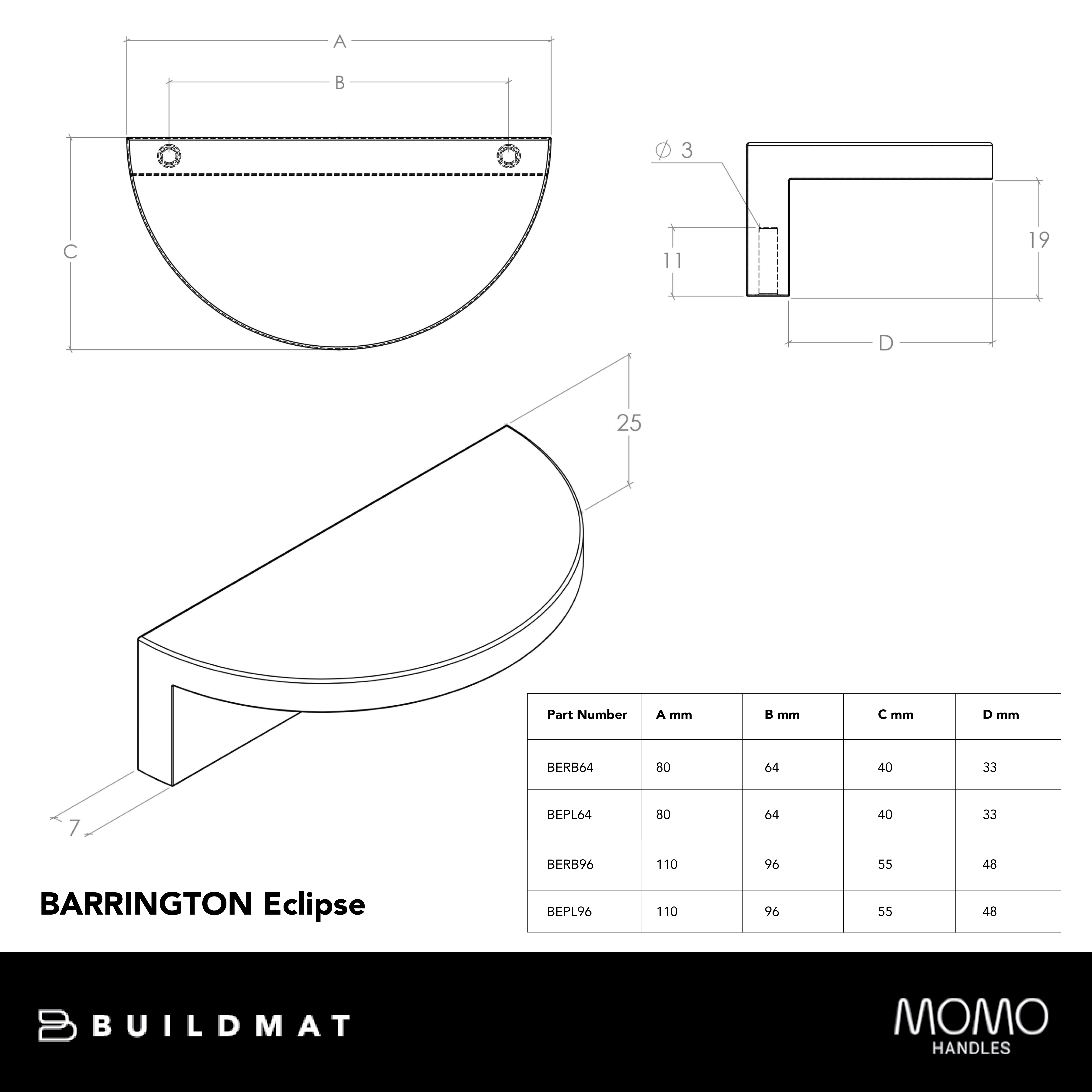 Momo Barrington Eclipse Ribbed 96mm Polished Nickel