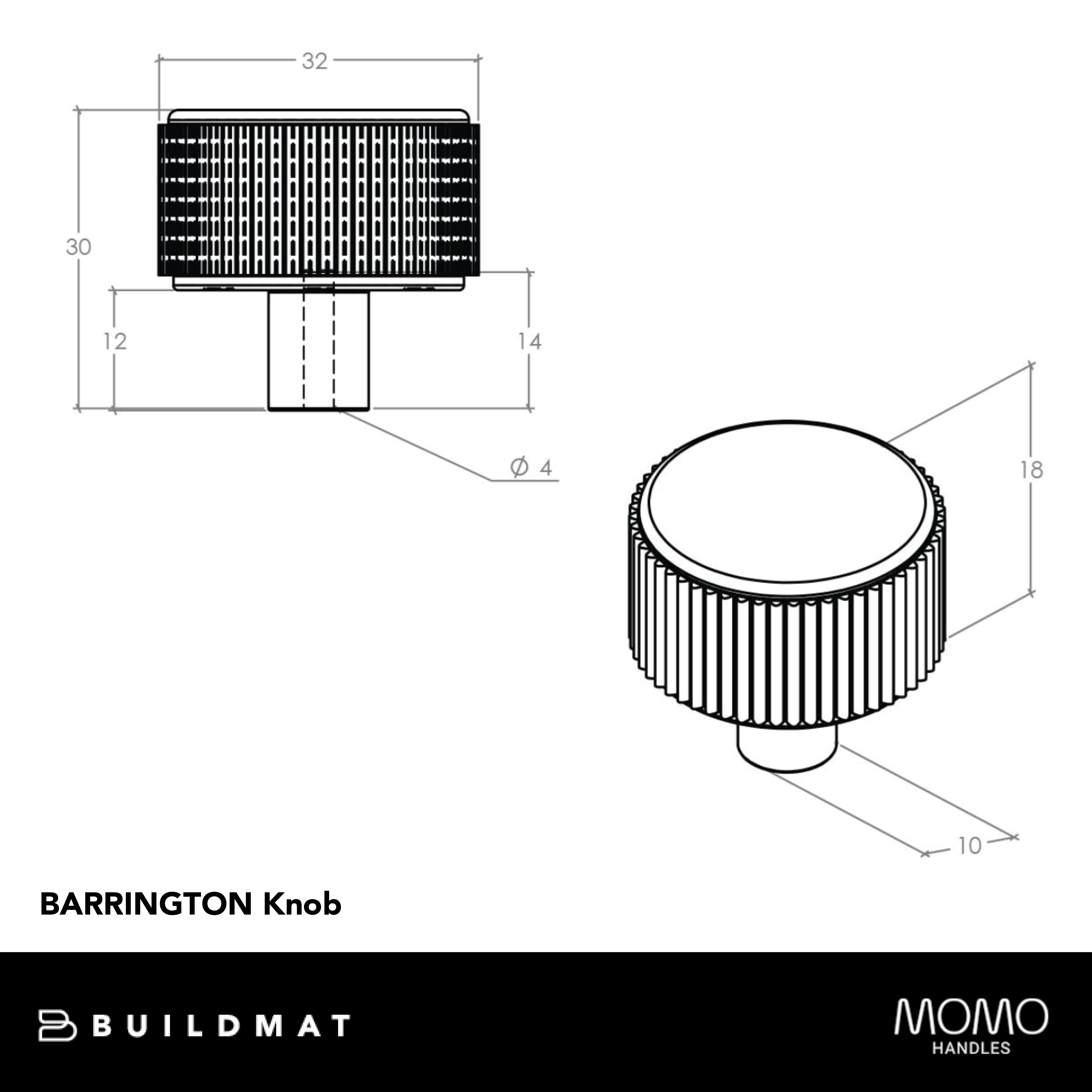 Momo Barrington Knob 32mm Dark Brushed Brass