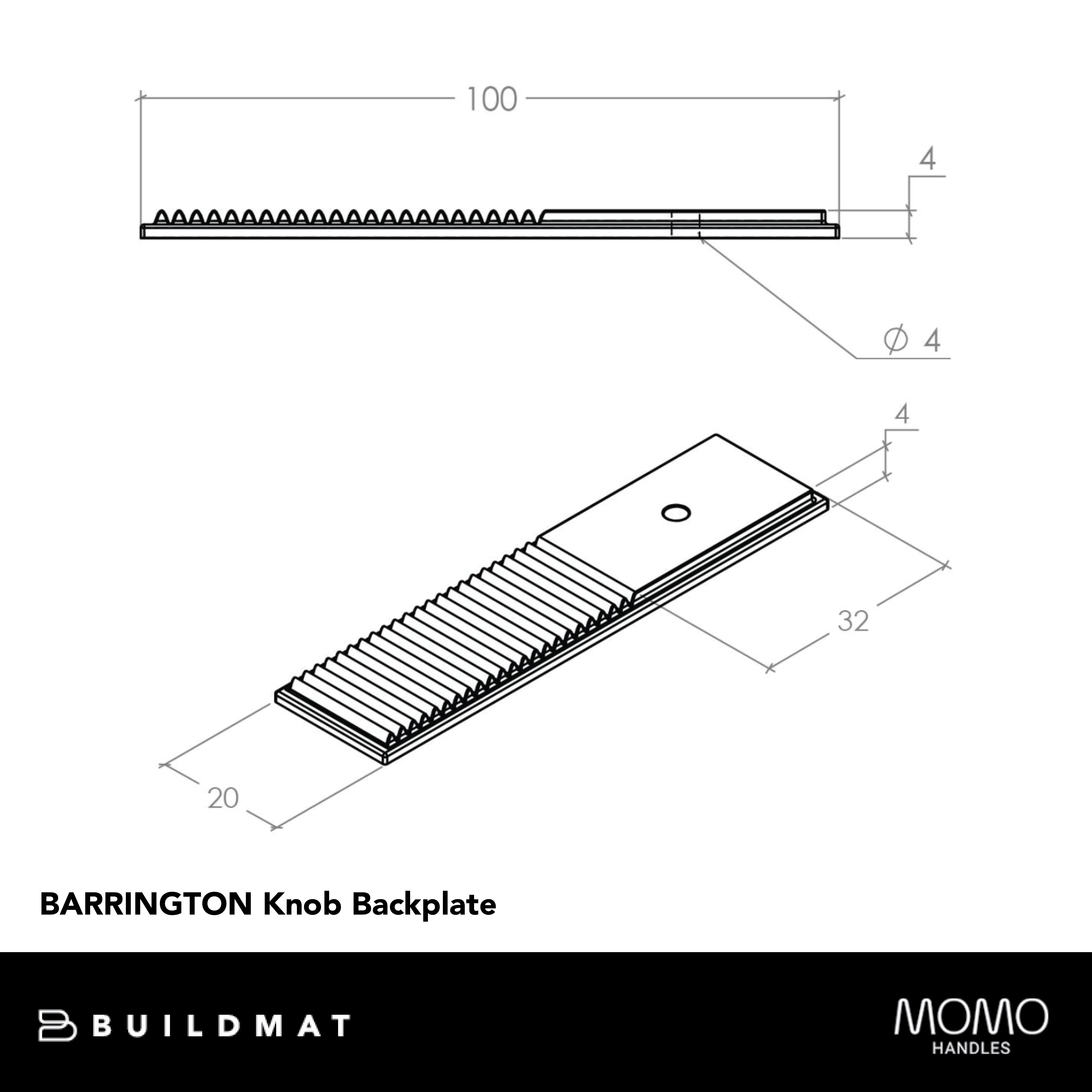 Momo Barrington Knob Backplate 32mm Bronze