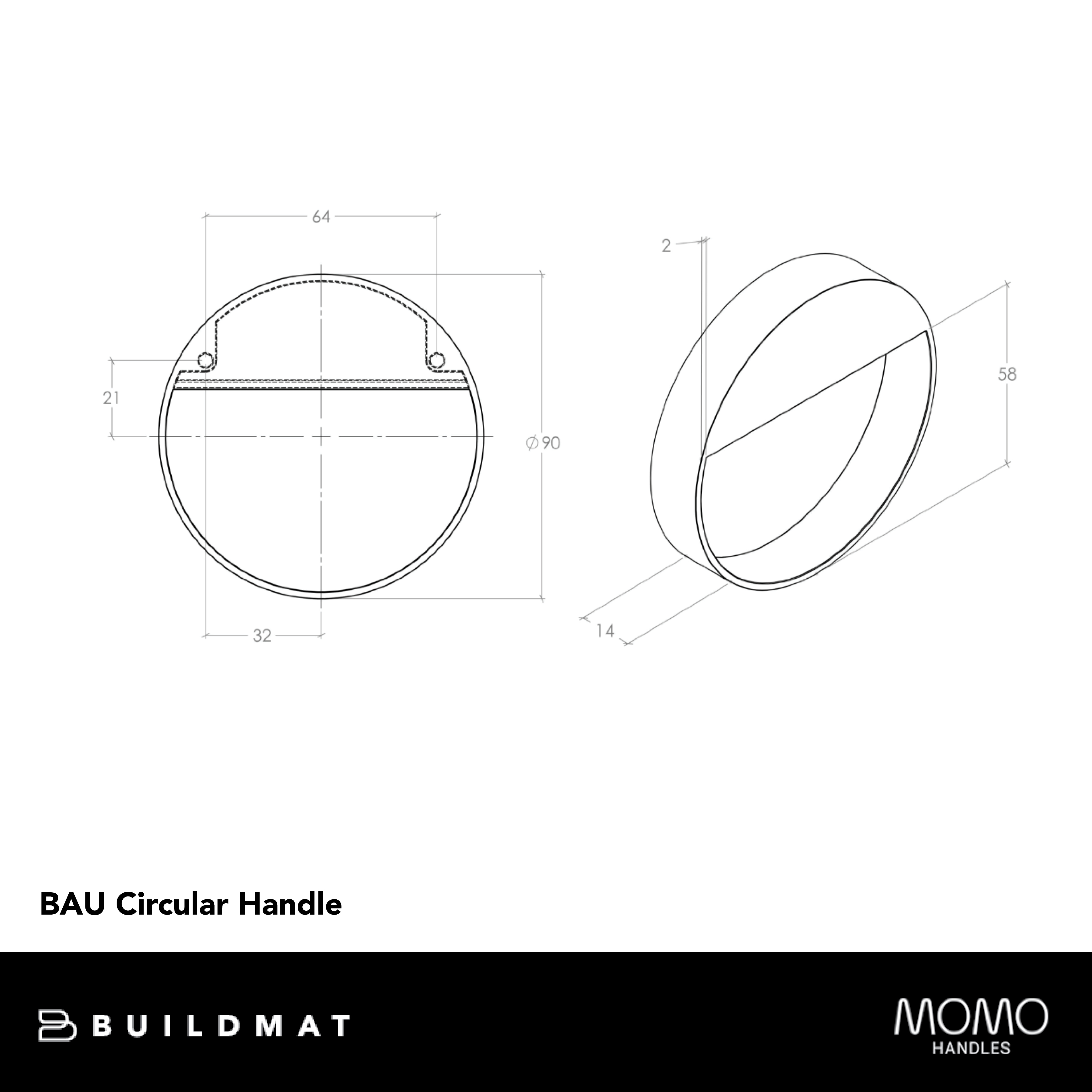 Momo Bau Circular Handle 64mm Brushed Gold