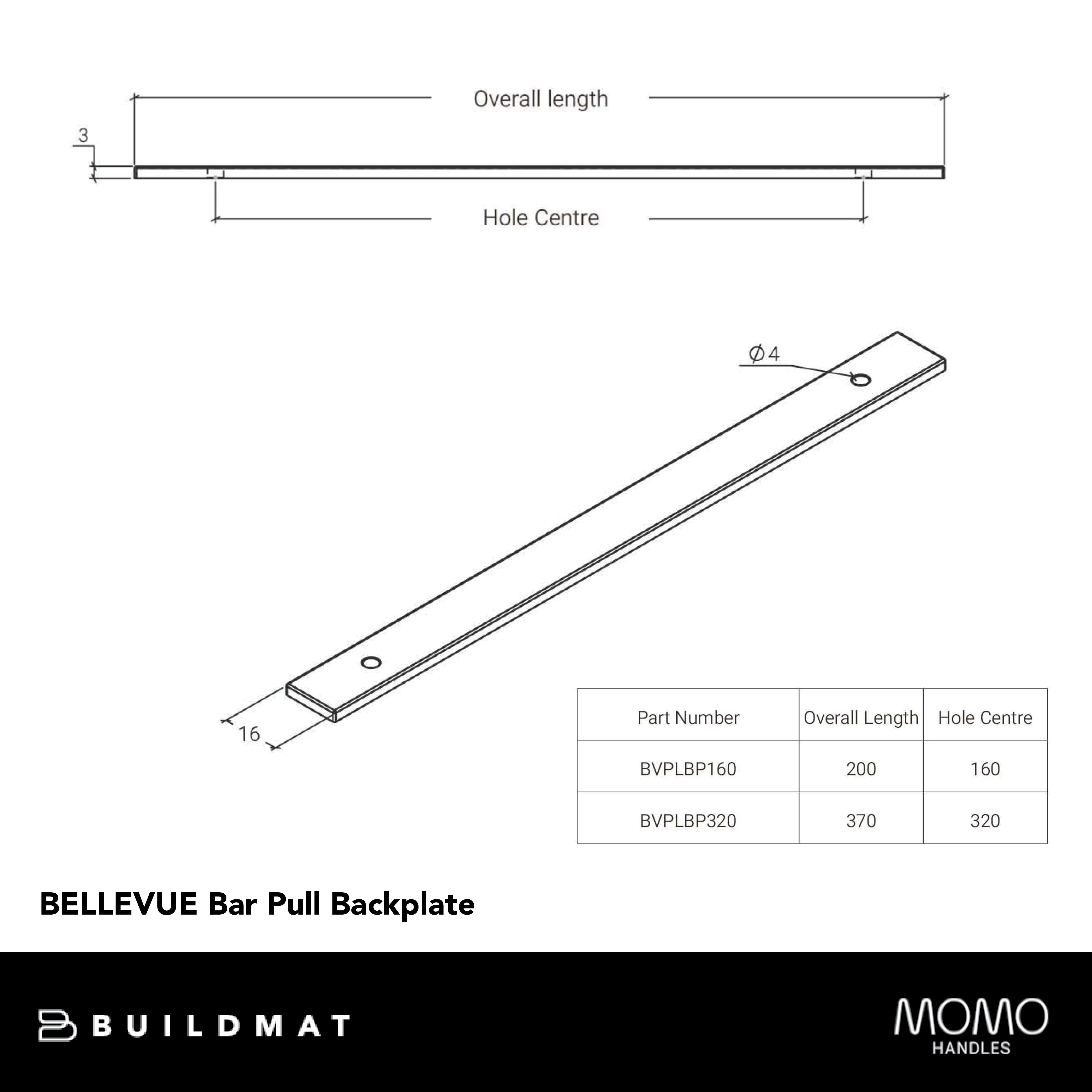 Momo Bellevue Solid Brass Backplate 320mm Brushed Satin Brass