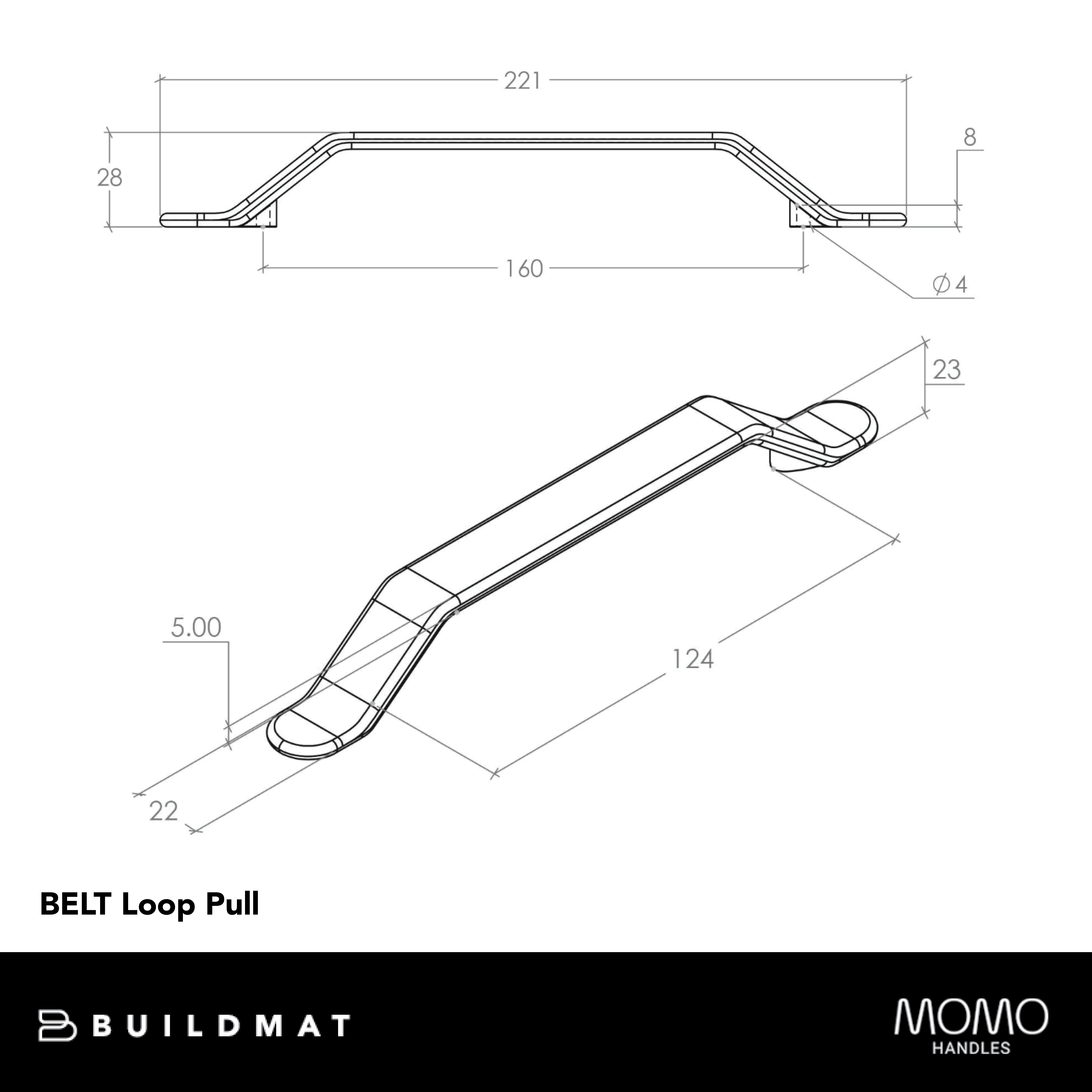 Momo Belt Loop Knob 63mm Matte Black