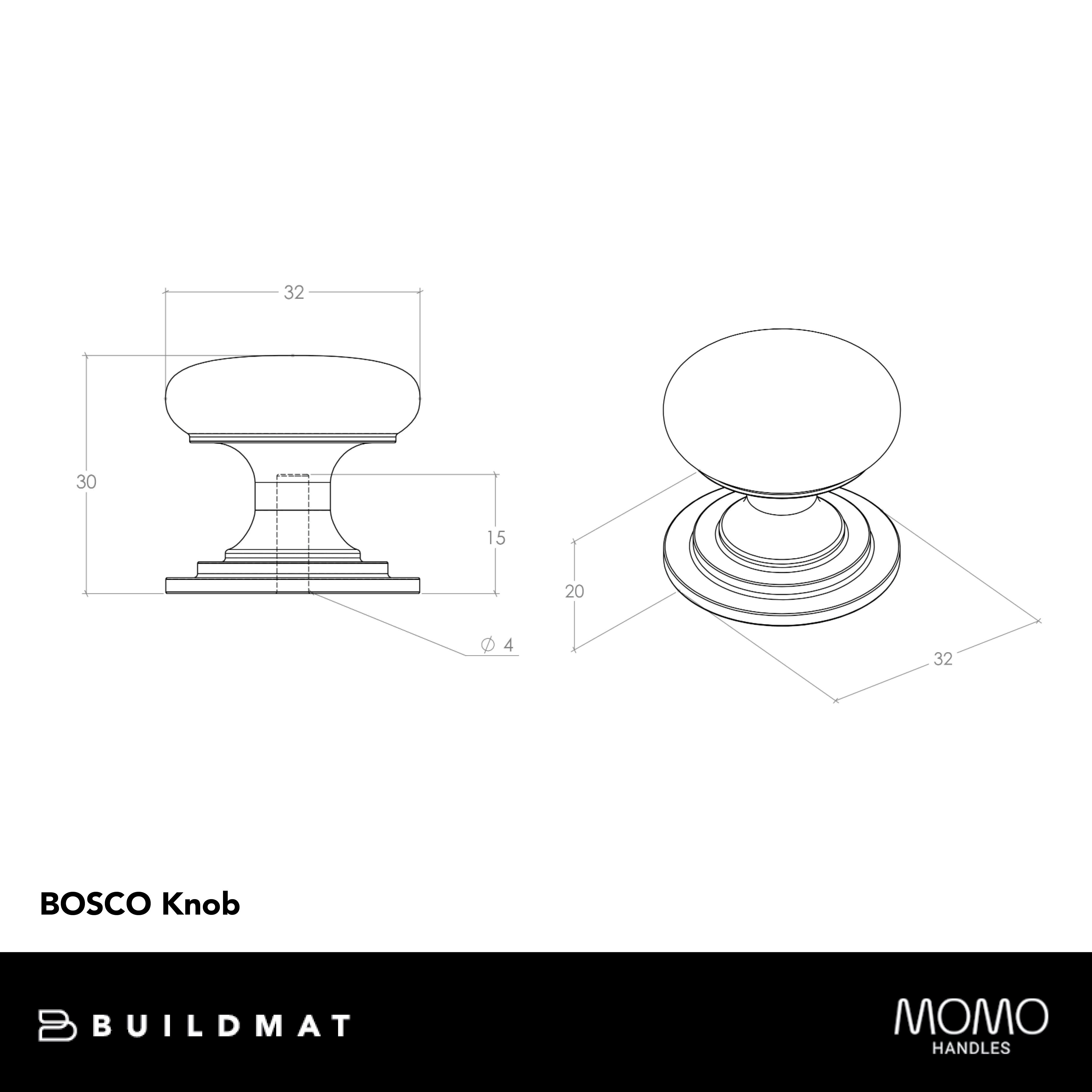 Momo Bosco Knob 32mm Brushed Matte Brass