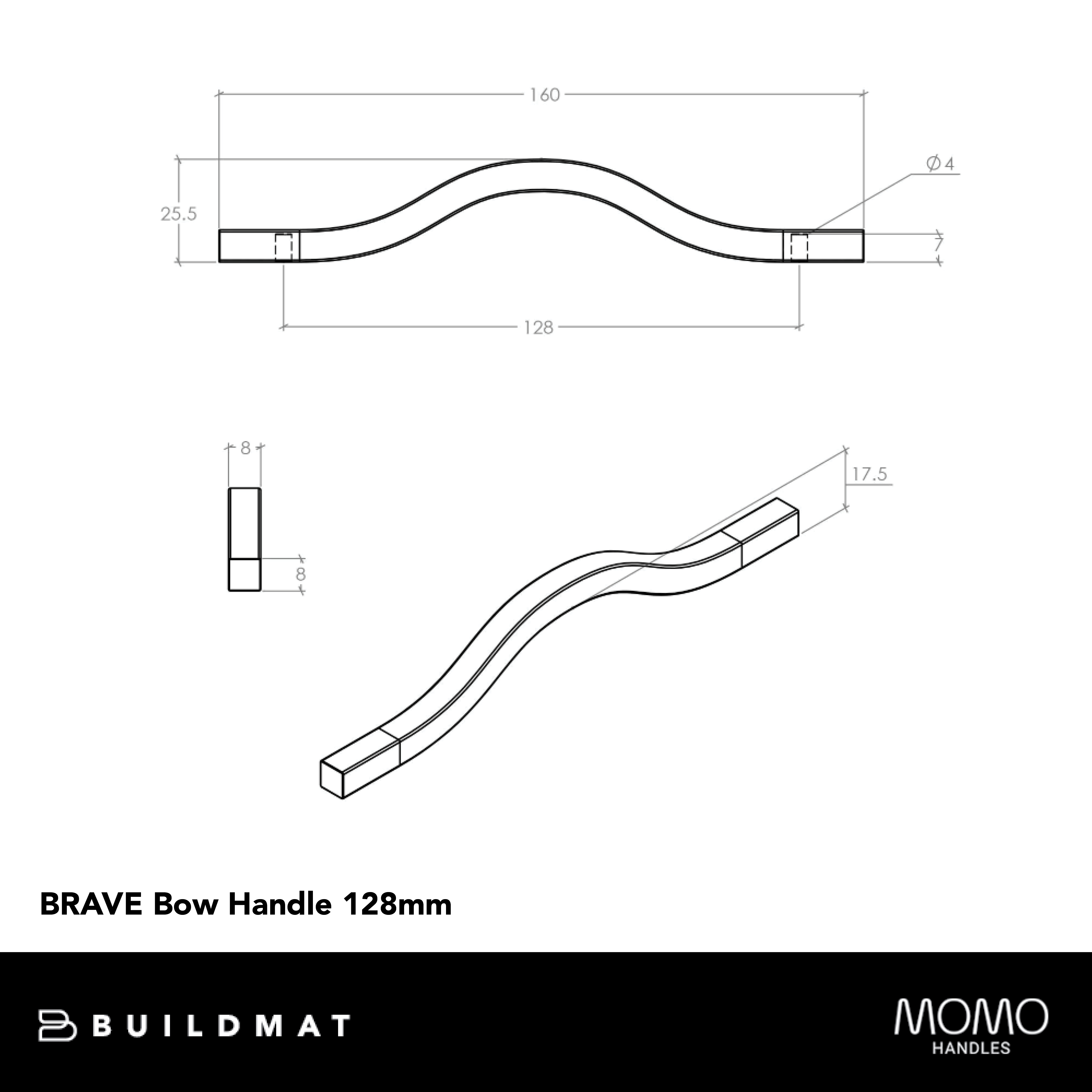 Momo Brave Bow Handle 128mm Matte Black