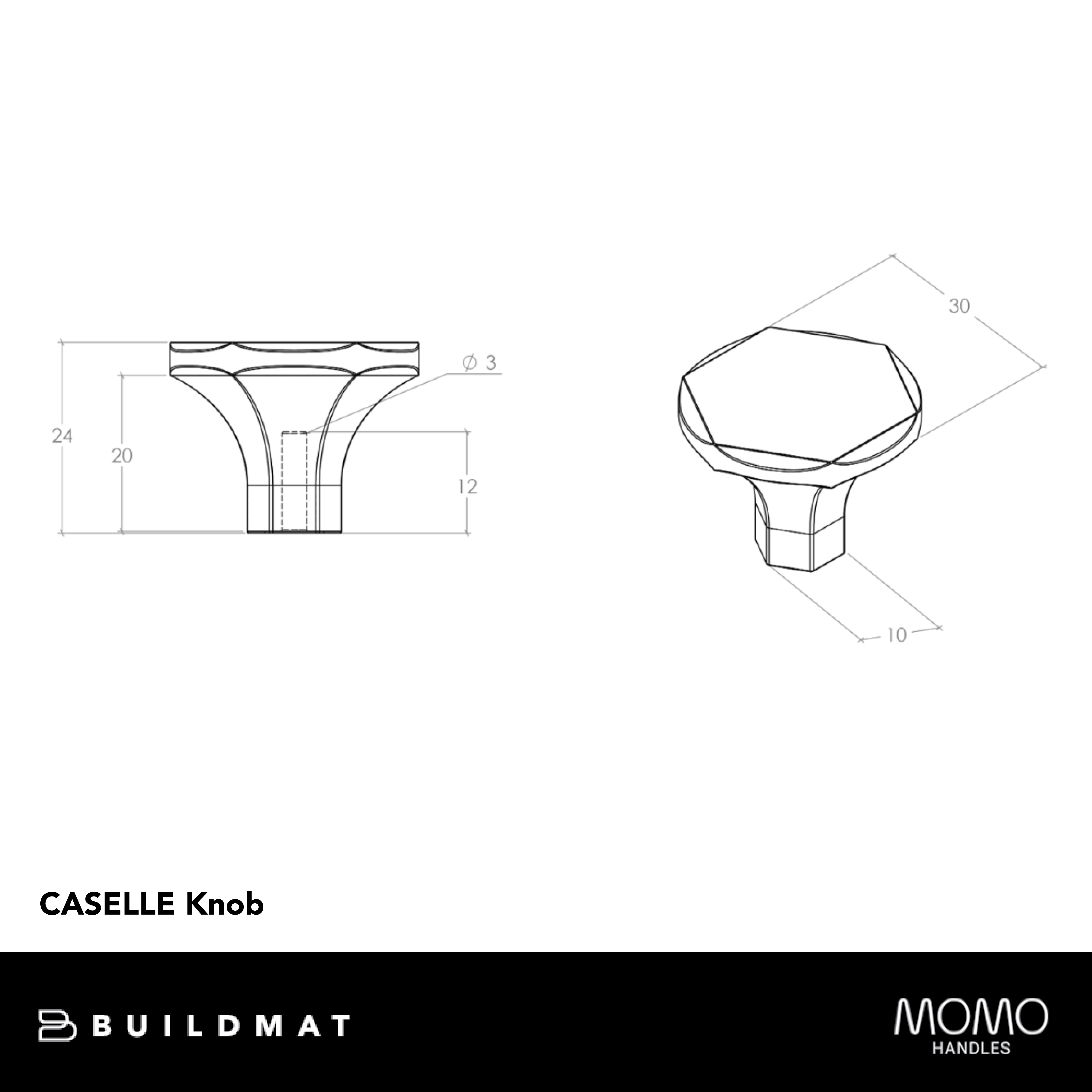 Momo Caselle Knob 30mm Satin Brass