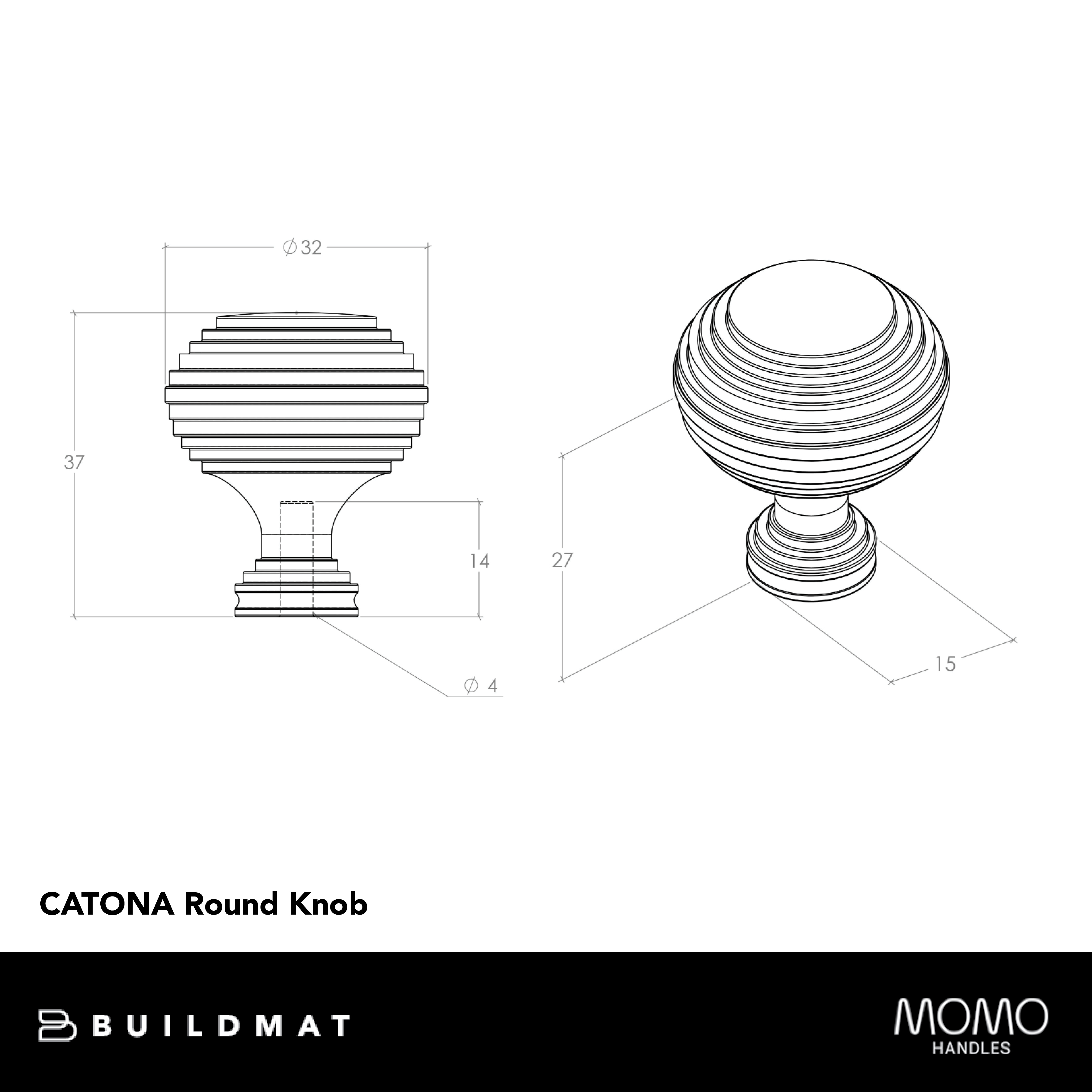 Momo Catona Round Knob 32mm Brushed Matte Brass