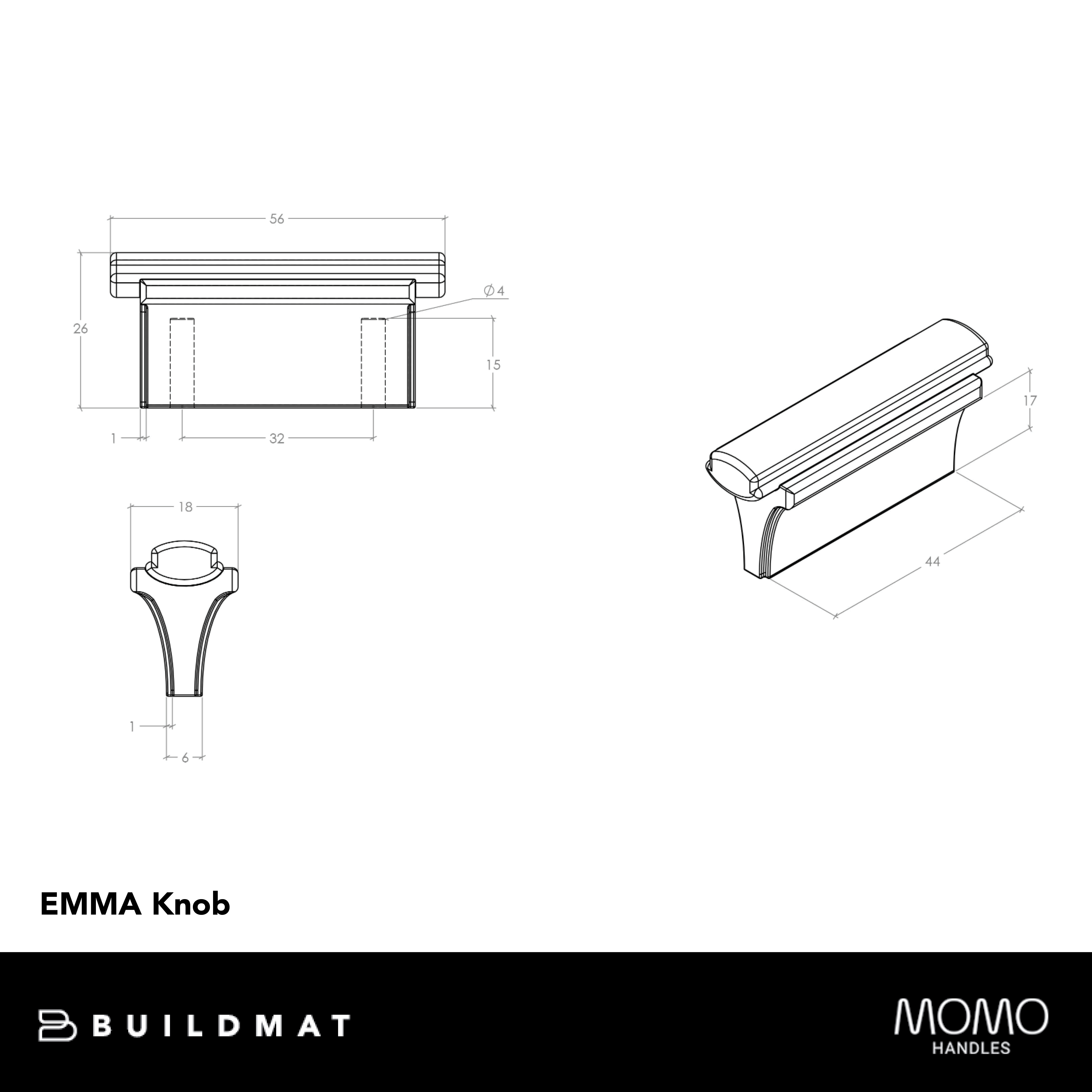 Momo Emma Knob 32mm Natural Iron