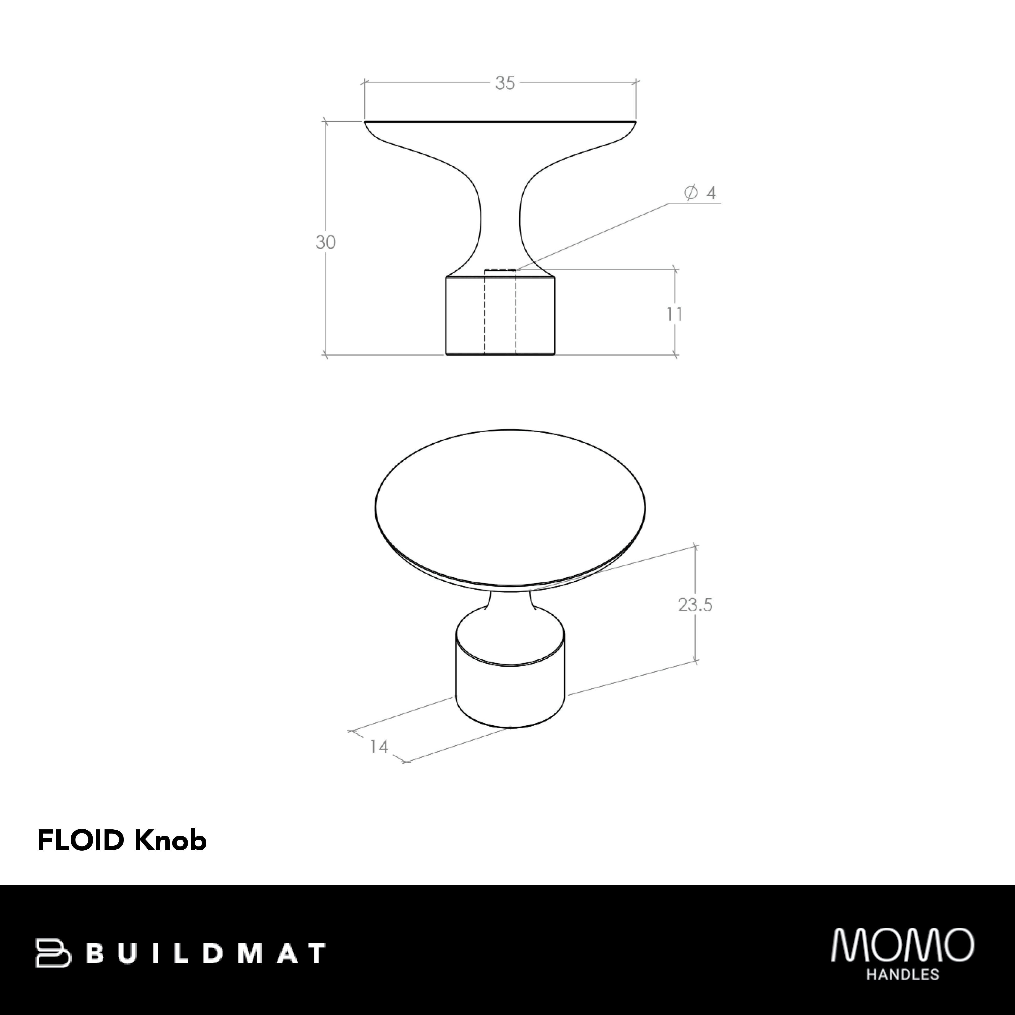 Momo Floid Knob 35mm Brushed Gold