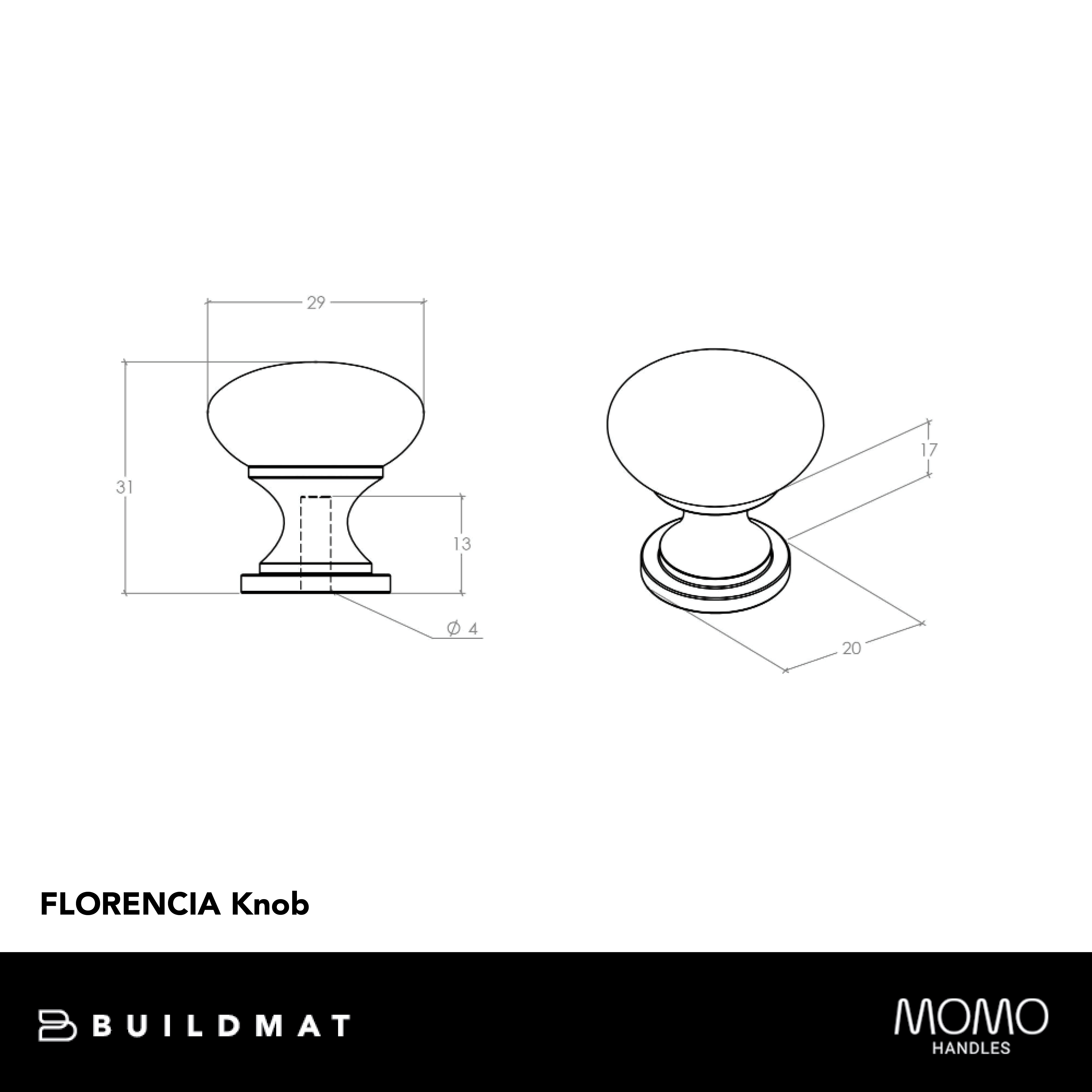 Momo Florencia Plain Knob 29mm Satin Nickel