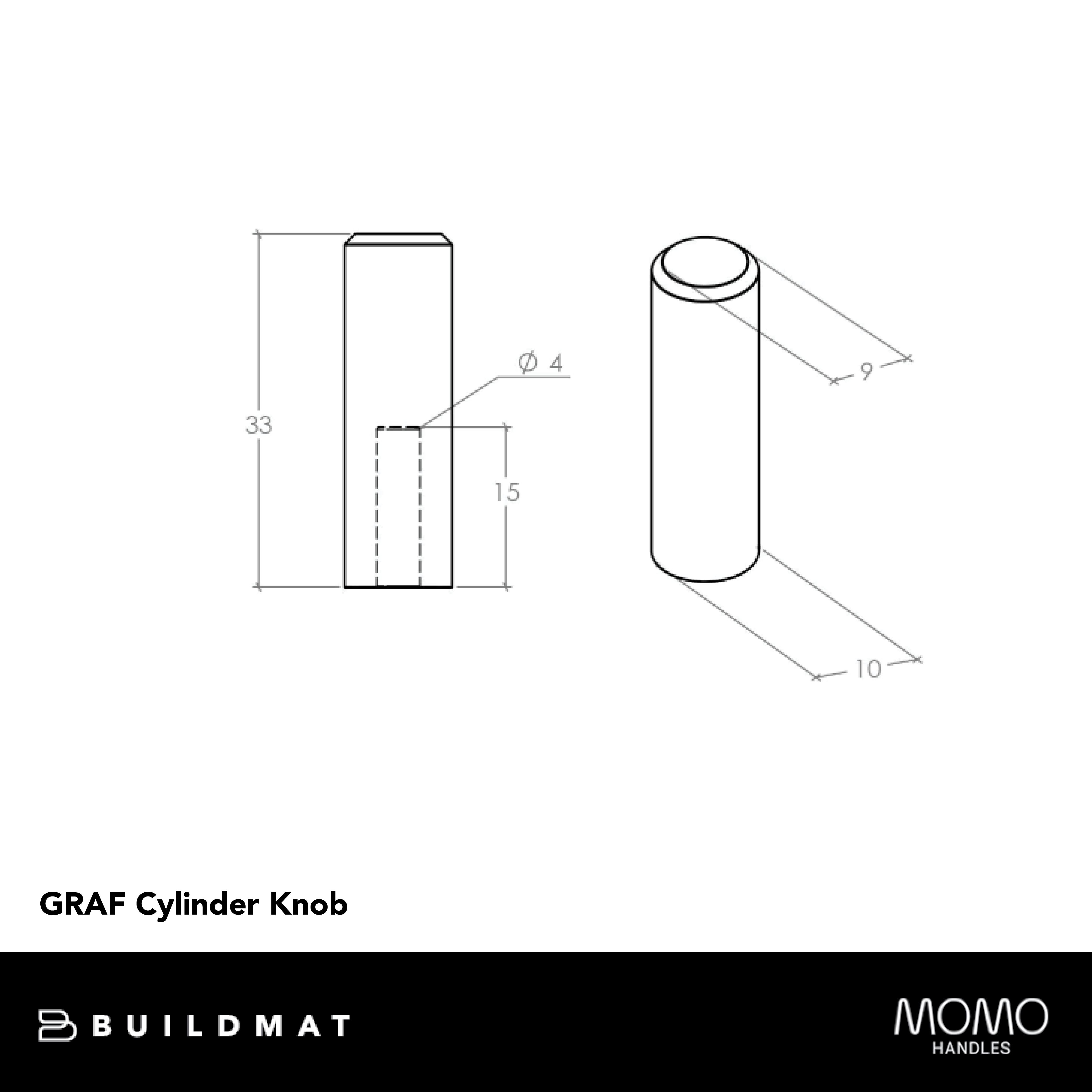 Momo Graf Knurled Cylinder Knob 10mm Dull Brushed Nickel