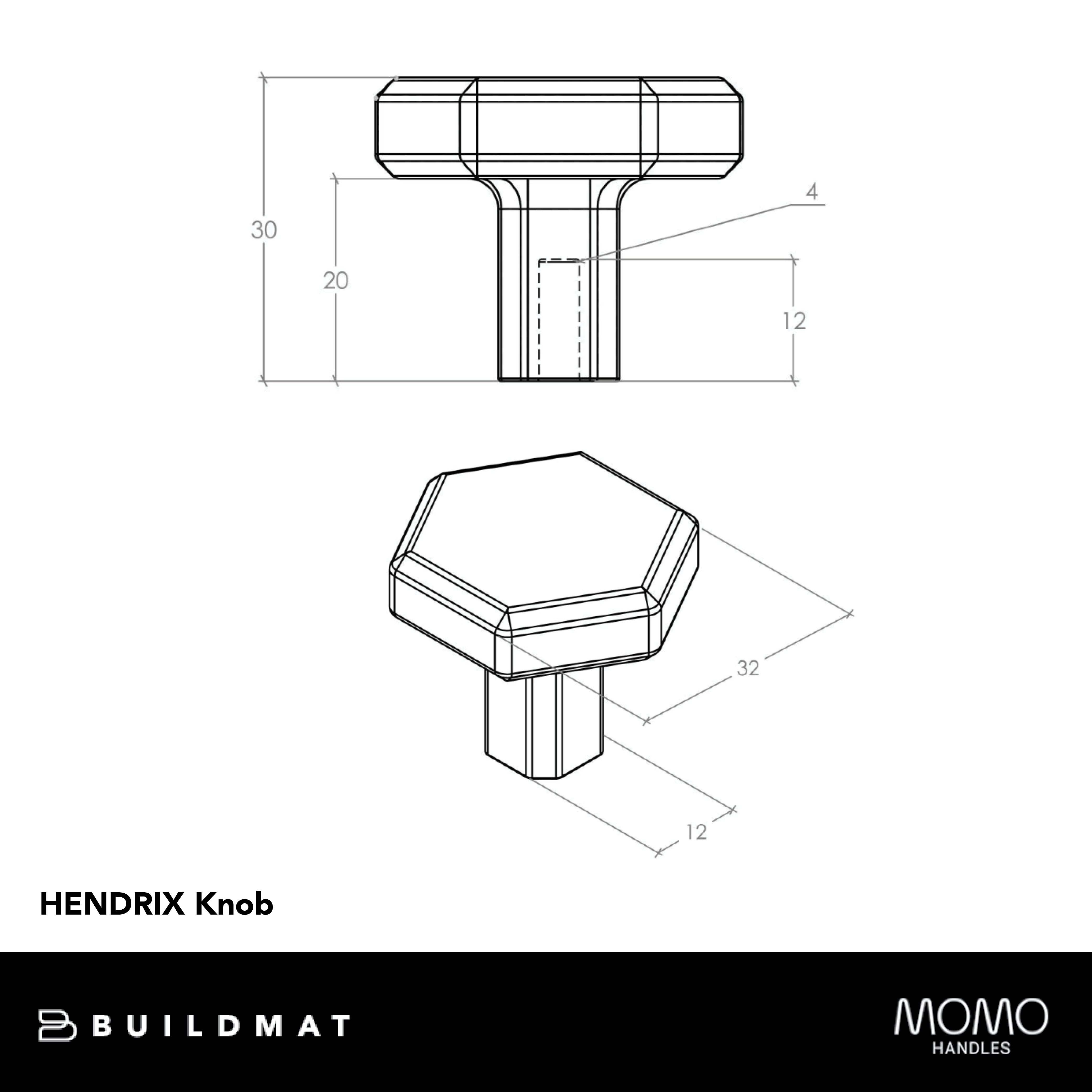 Momo Hendrix Knob 32mm Brushed Satin Brass